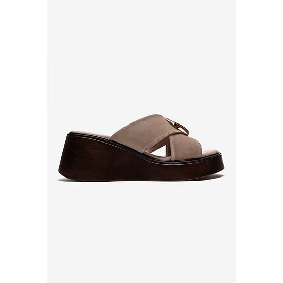 Forever & Always Womens Fianna Leather Cross Strap Platform Sandals