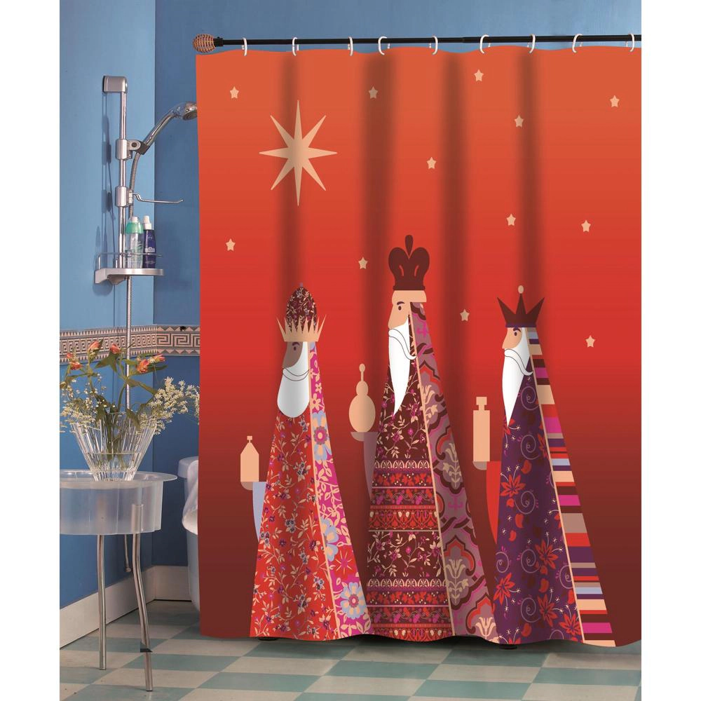 Carnation Home Fashions Three Kings Fabric Shower Curtain Multi 70x72