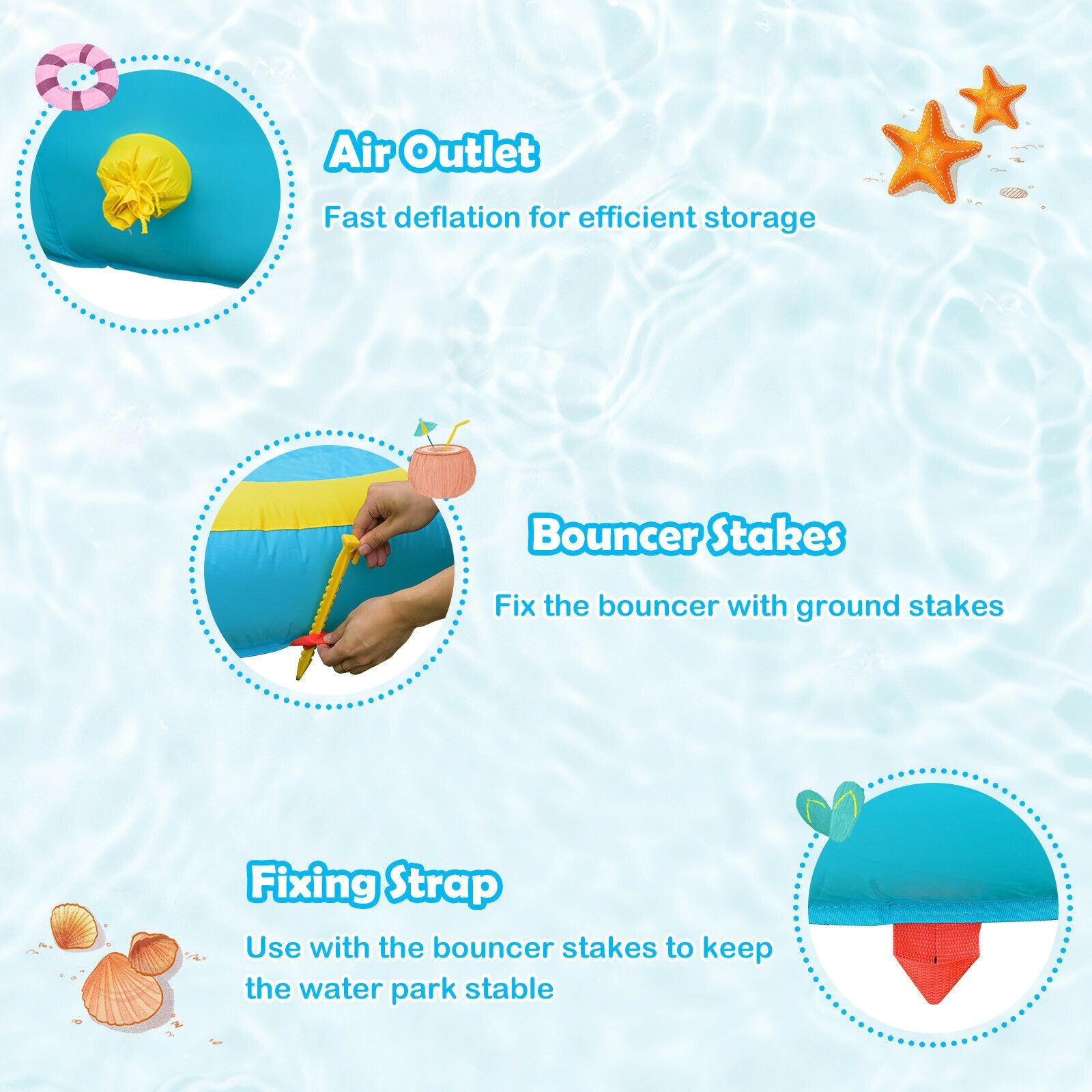 Hivvago Double Side Inflatable Water Slide Park with Climbing Wall for Outdoor Without Blower