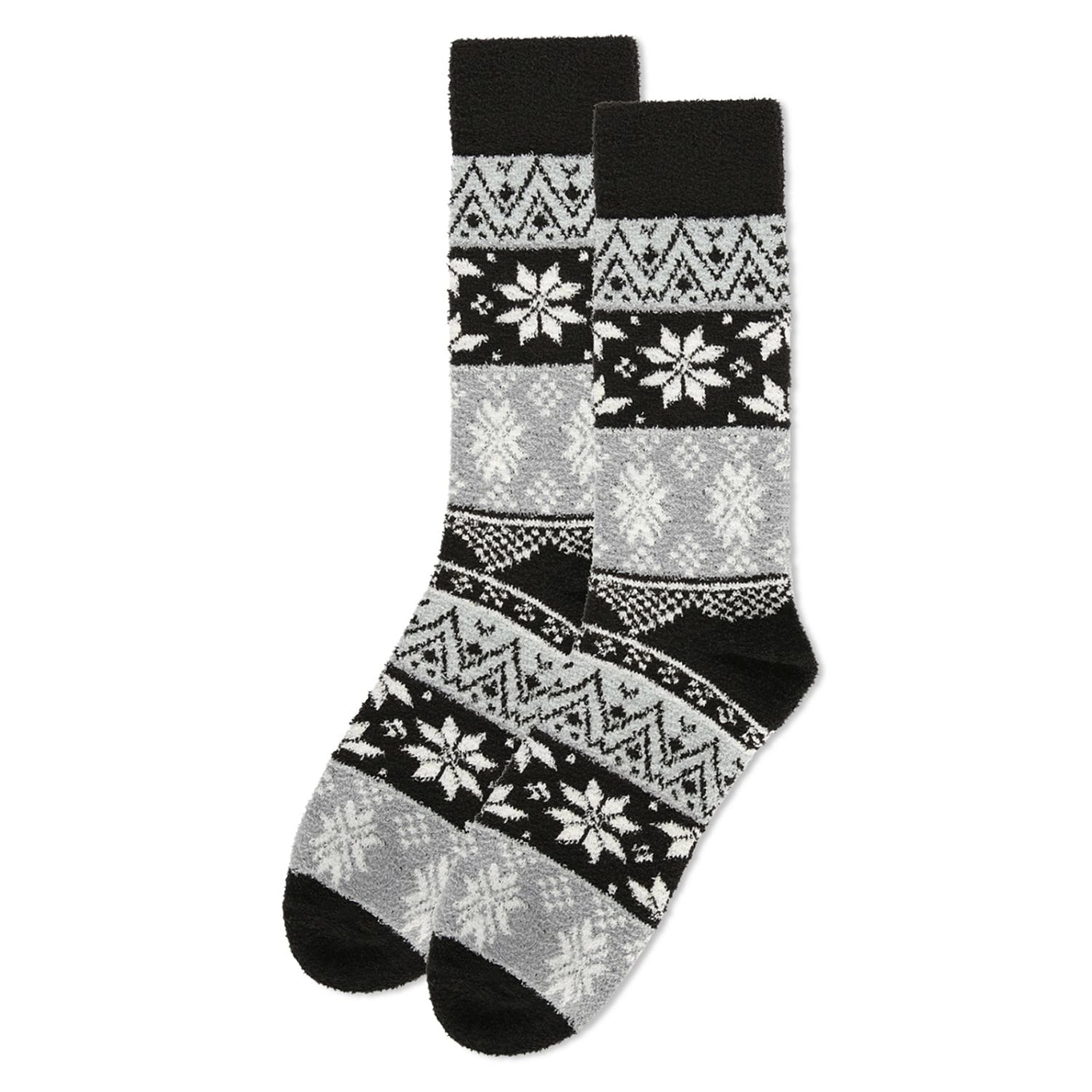 MeMoi Men's Snowflake Fairisle Super Soft Cozy Crew Socks