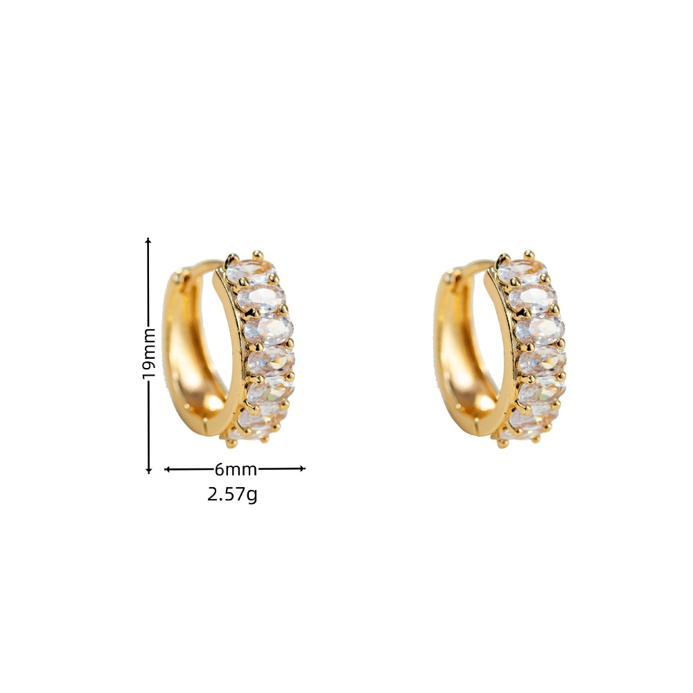 Oval Cubic Zirconia Pave Huggie Hoop Earring