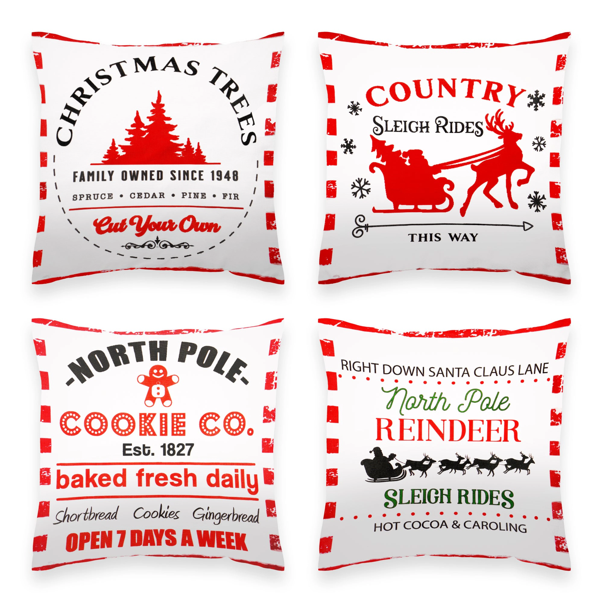 G128 Farmhouse Cookie Pine Spruce Decorative Throw Pillow Covers