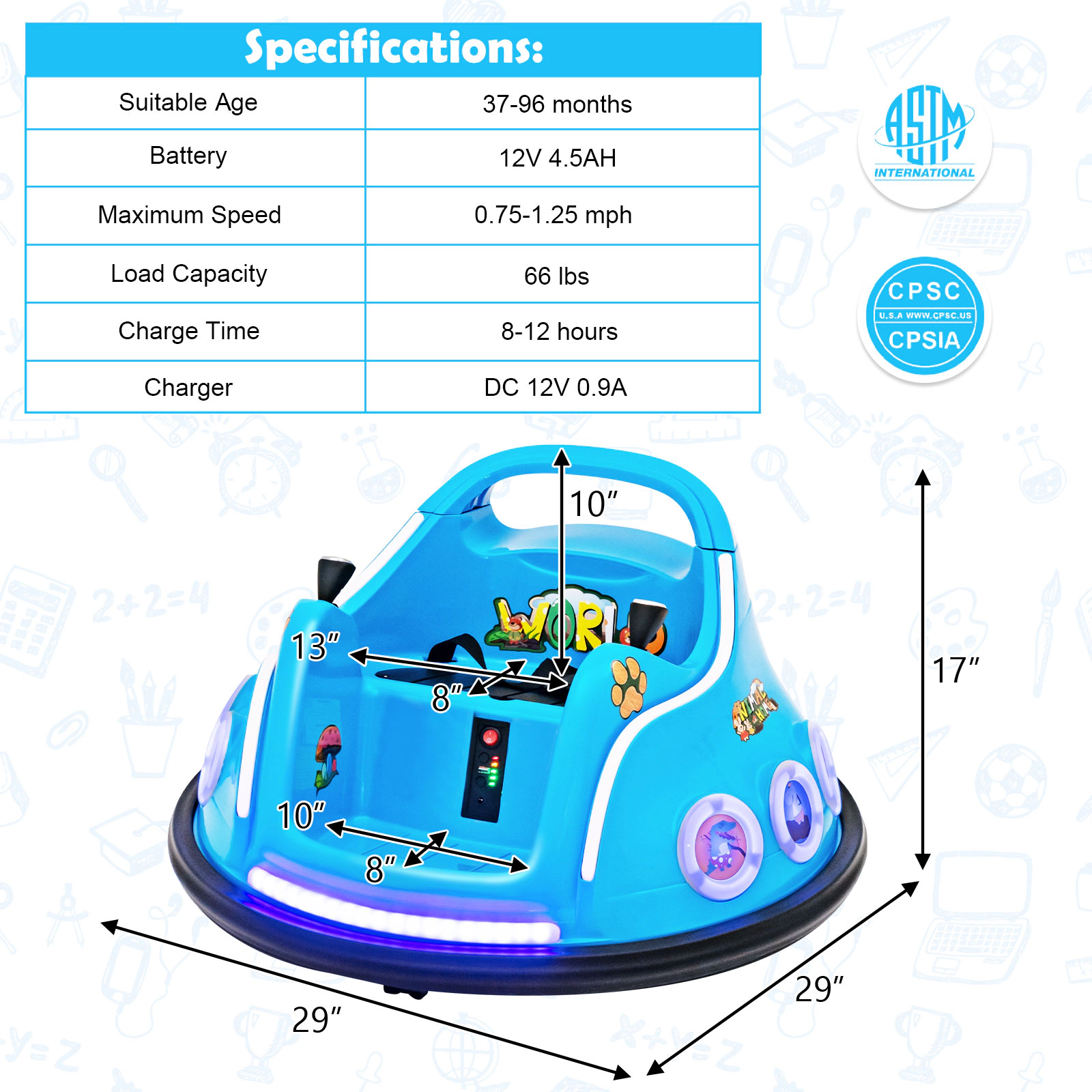 Costway 12V Kids Ride on Bumper Car Remote Control w/ Flashing LED Light & Music Pink