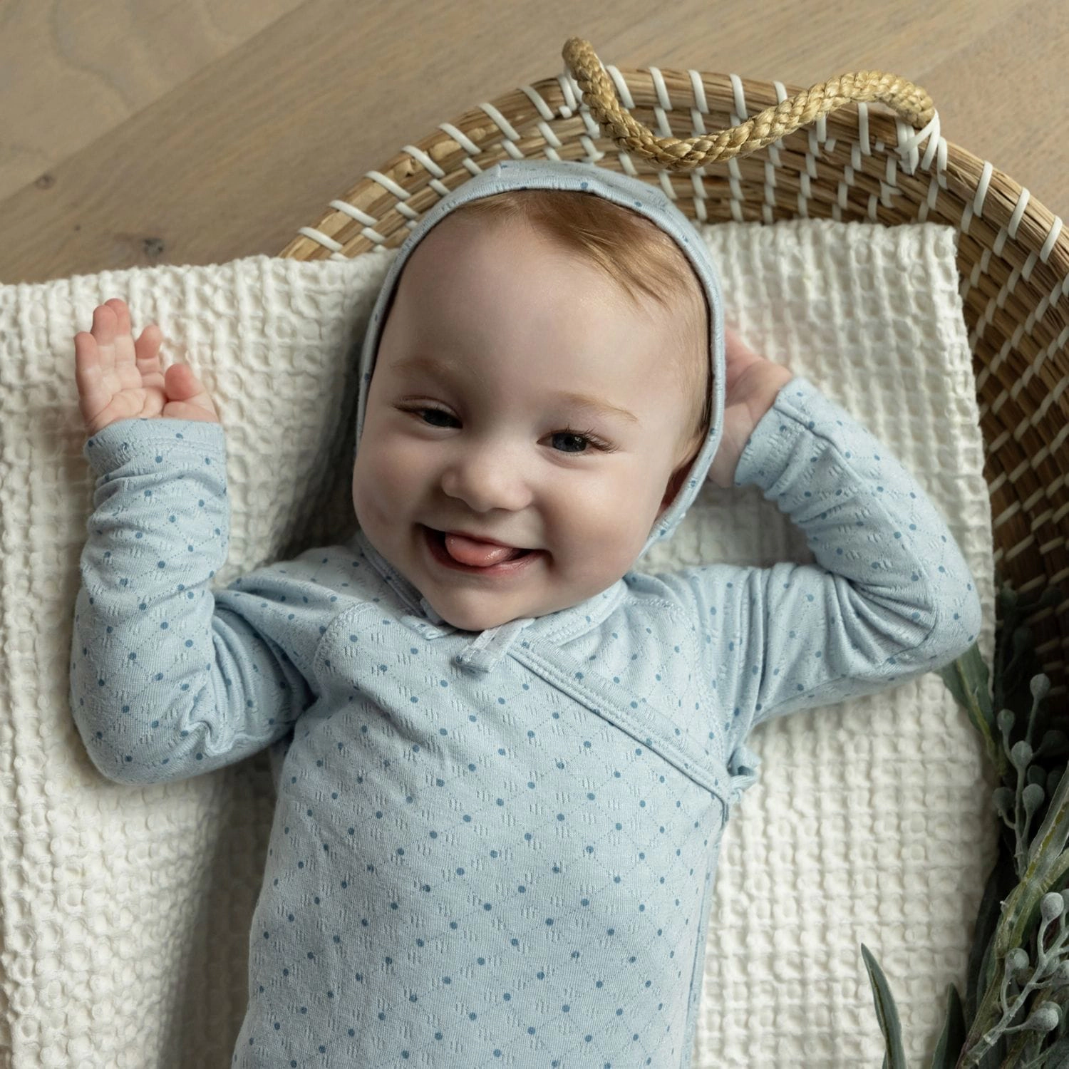MeMoi 3 Piece Baby Boys "Little Dots" Rayon Blend Pointelle Footie Set