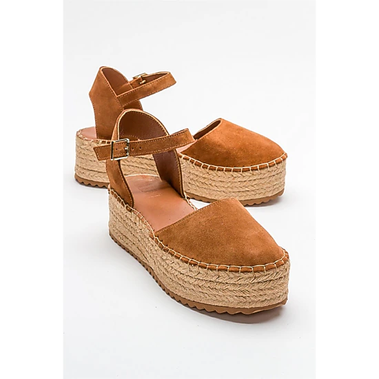 Forever & Always Womens Viba Leather Esprarille Platform Wedge Sandalss