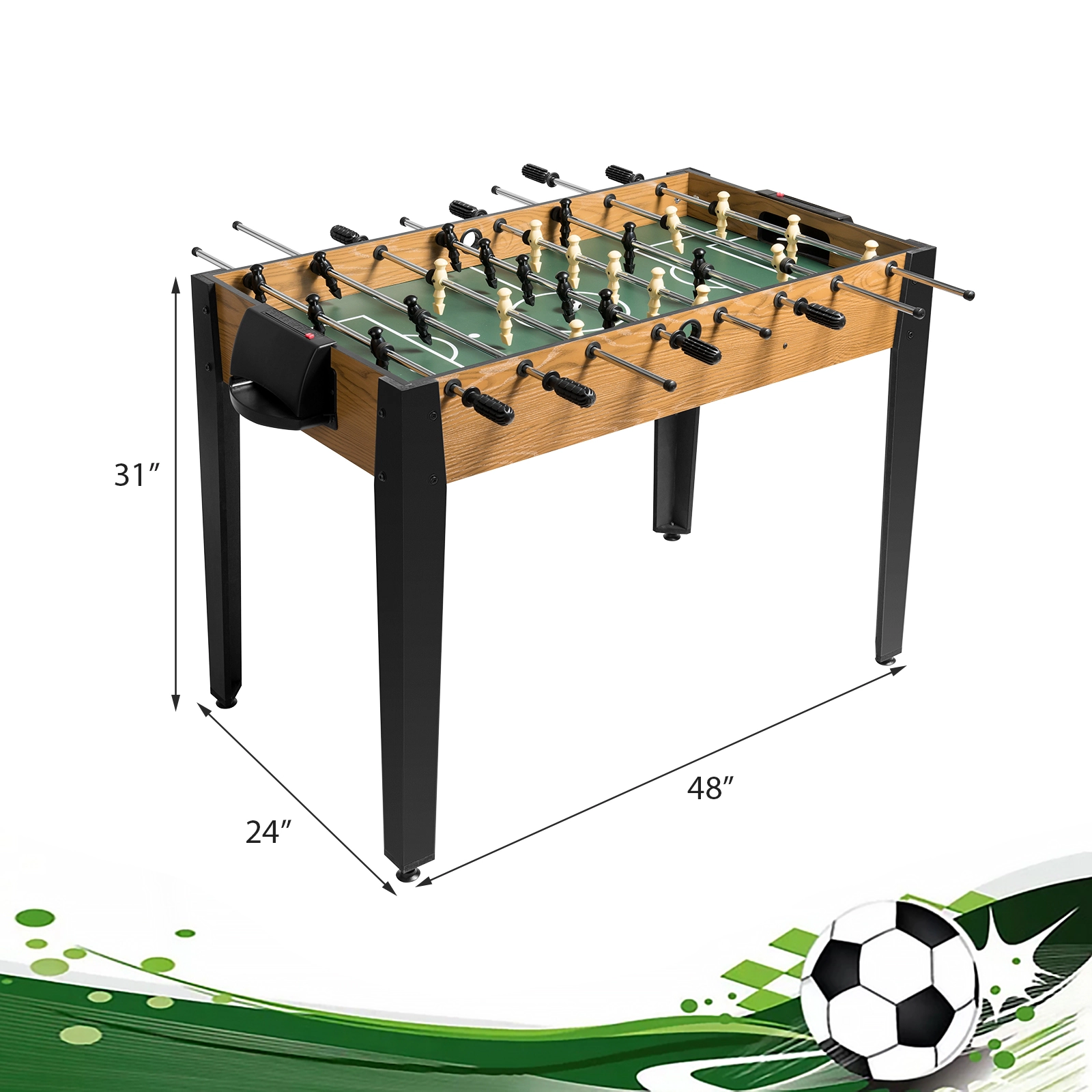 SUGIFT 48-in Competition Sized Home Recreation Wooden Foosball Table for Kids and Adults Brown