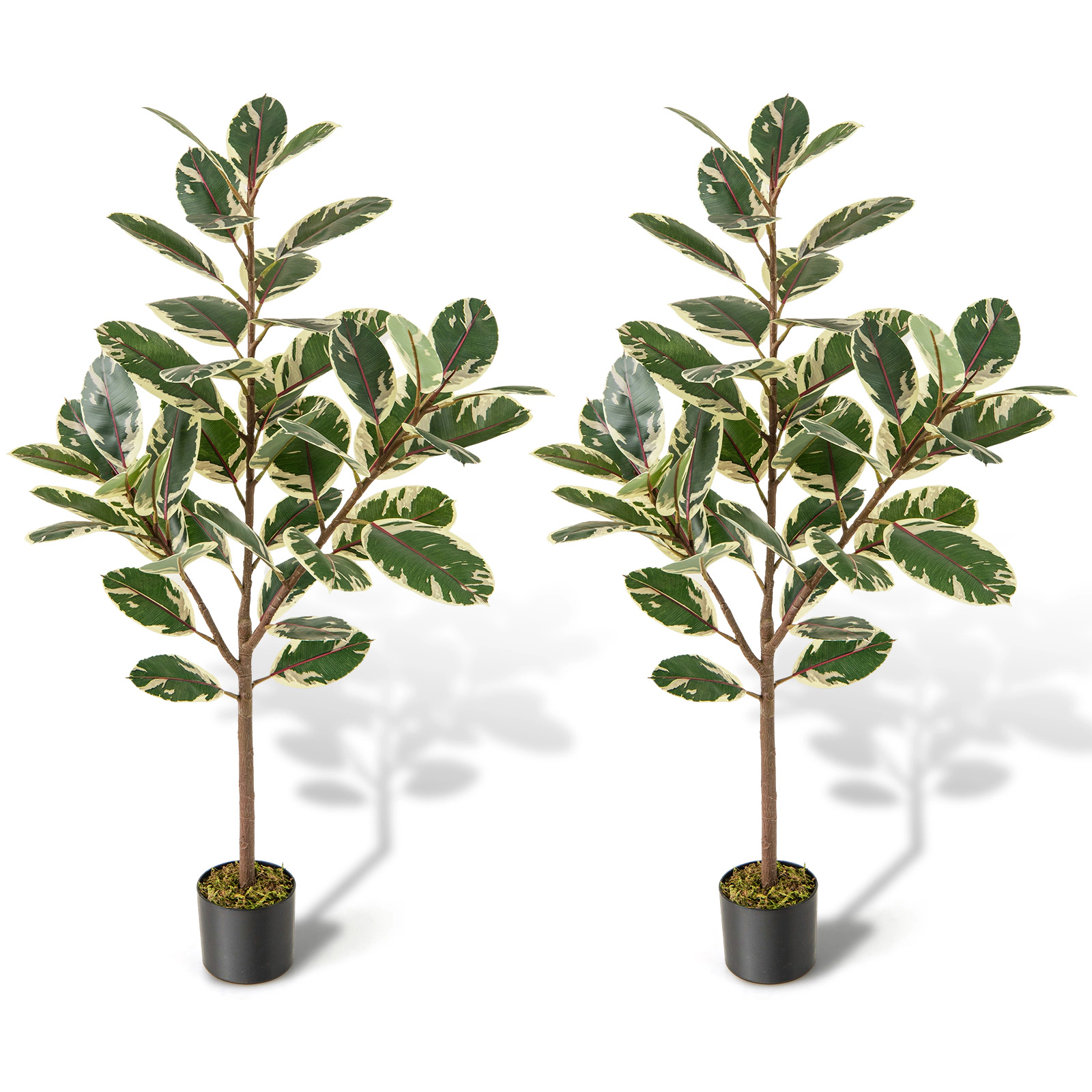 Slickblue 2 Pieces 4.3 FT Artificial Bird of Paradise Plants with Cement Filled Pots for Indoor Display