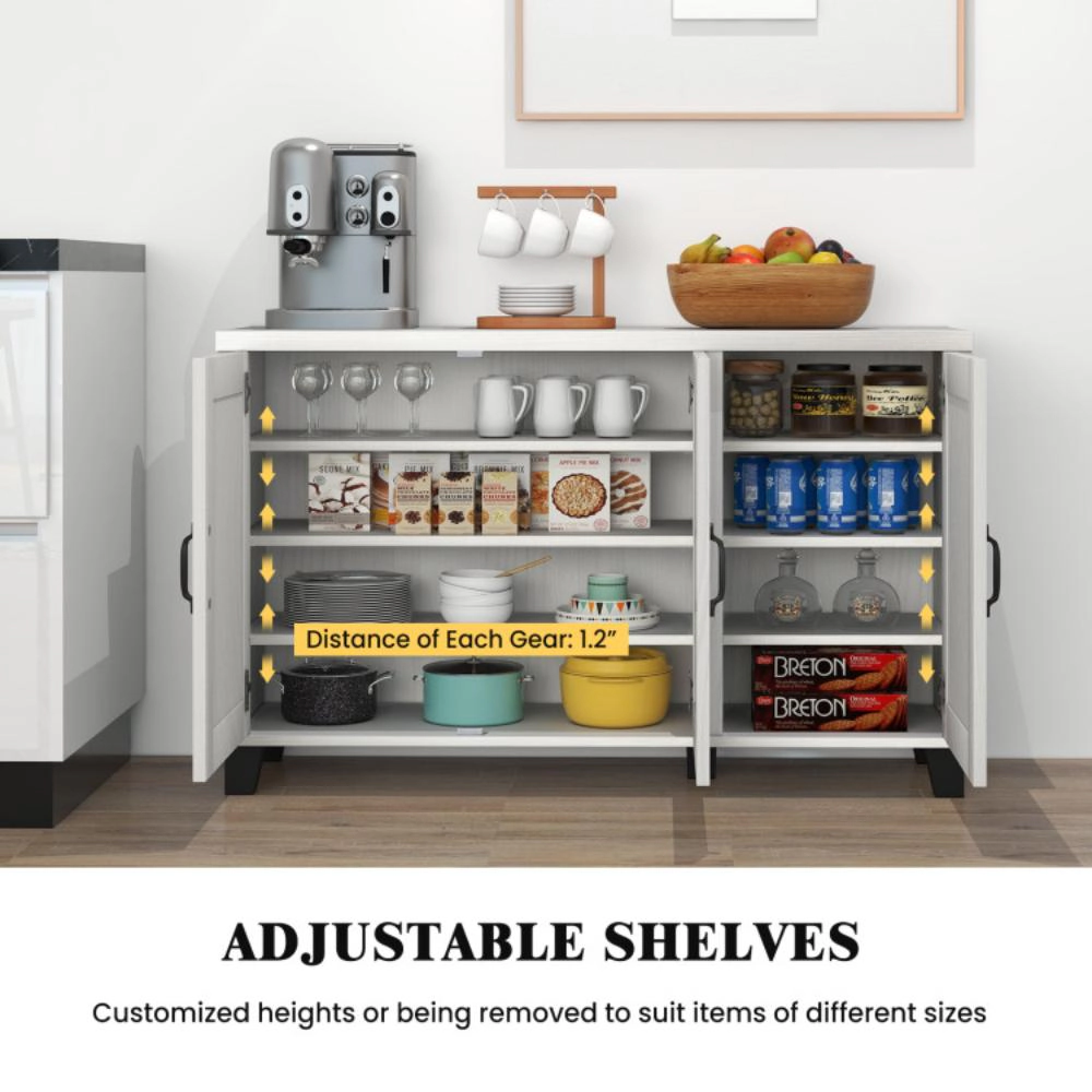 Hivvago 3-Door Buffet Sideboard With Adjustable Shelves And Anti-Tipping Kits
