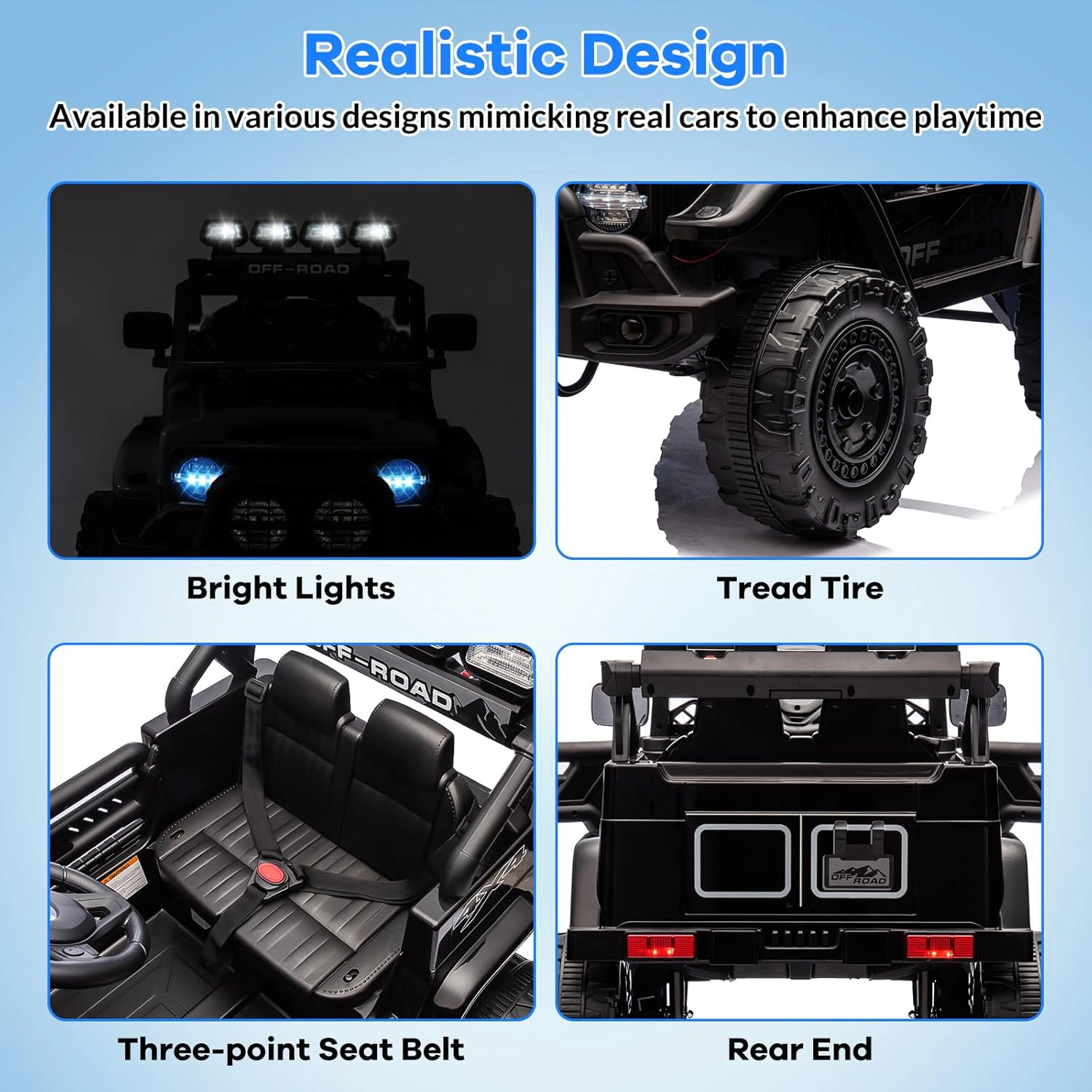 12V 2-Seater Kids Ride-On Truck w/Remote, 5MPH Max, LED Lights, Music,  Electric Car Toy for Ages 3–8