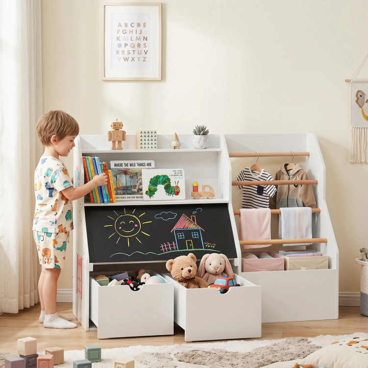 Hivvago Kids Toy Storage Organizer with Flip-up Blackboard