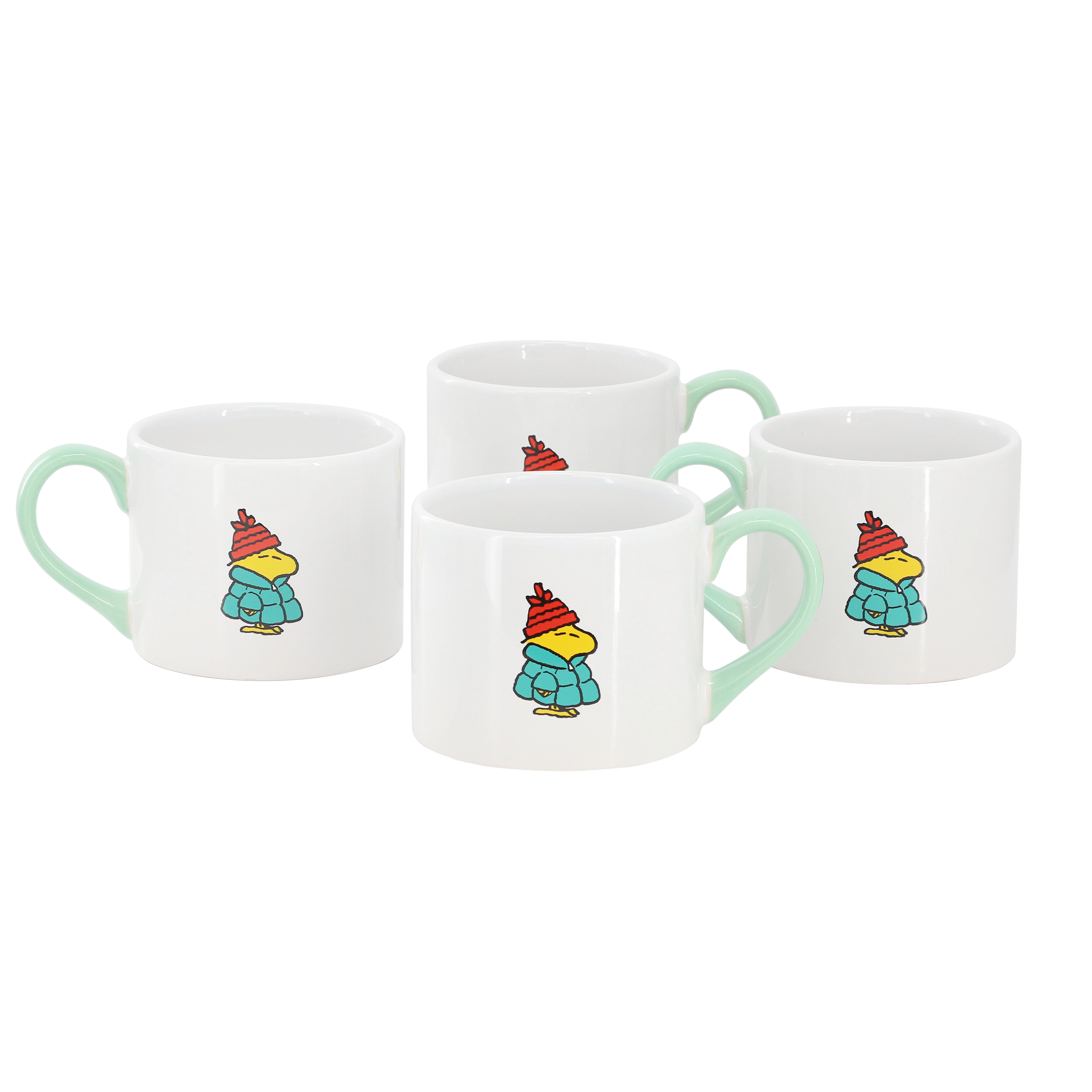 Peanuts All Bundled Up 4 Piece 19 Ounce Stackable Stoneware Mug Set in Green