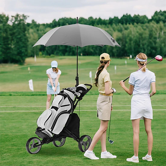 SUGIFT Folding 3-Wheel Golf Push Cart for Golf Bags Scoreboard & Adjustable Handle 30-lb Capacity 47.5-in Frame Gray