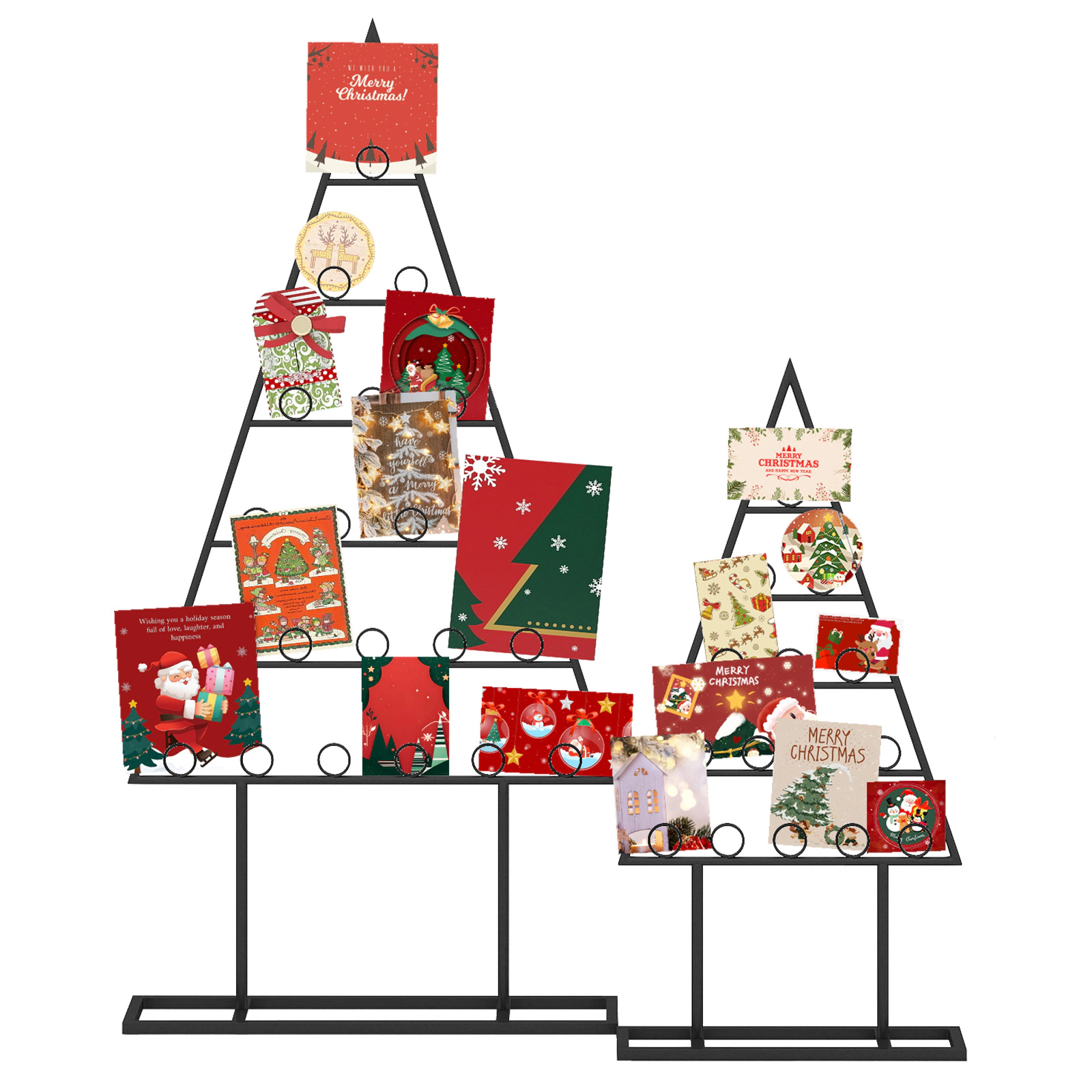SUGIFT Christmas Tree Photo Holder Card Display Stands with 36 Round Clips and Hanging Rack Black/Golden