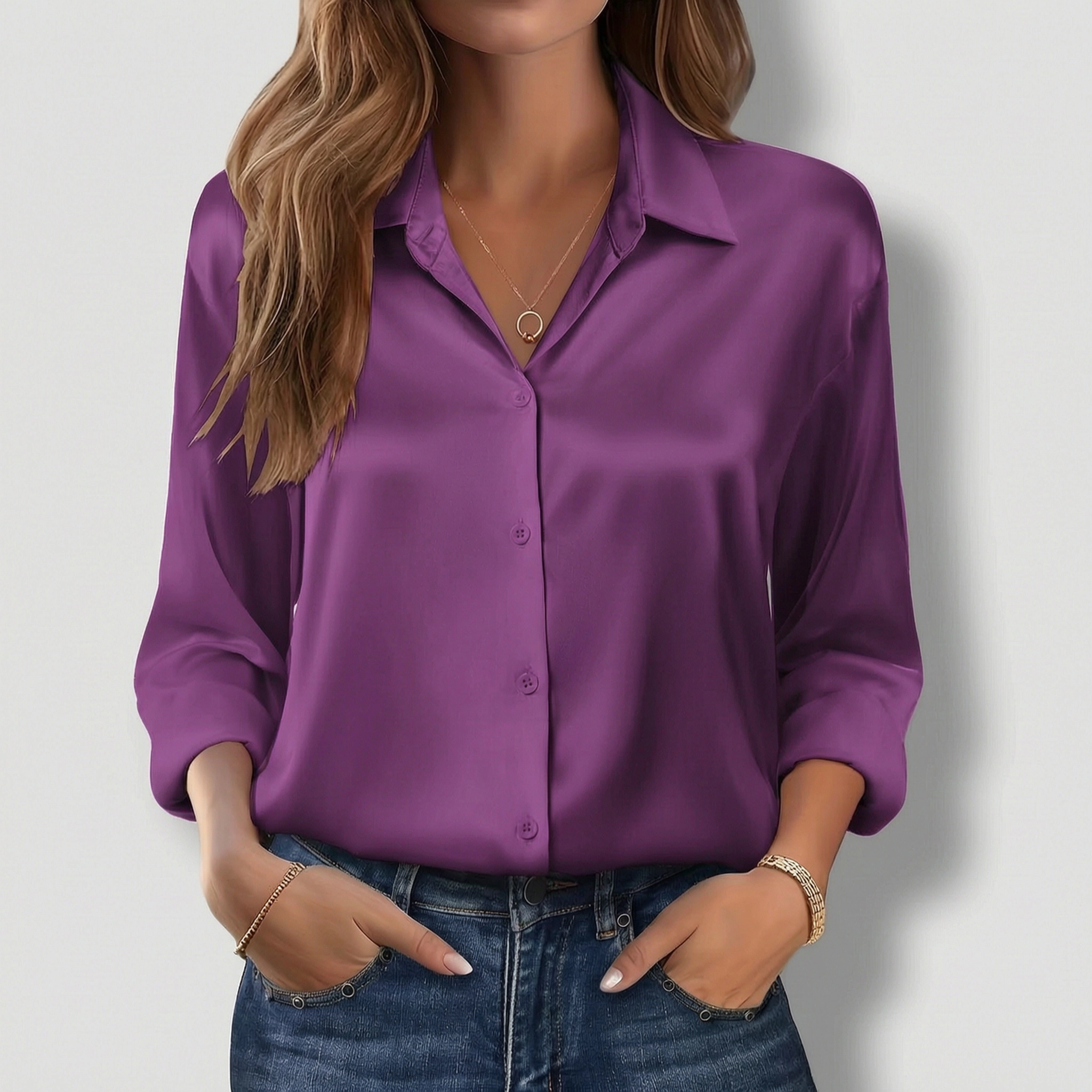 Zeagoo Women s Dressy Casual Long Sleeve Satin Silk Button Down Shirts, Business Fall Tops
