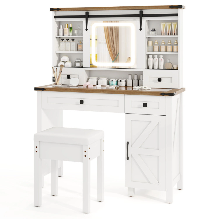 Hivvago Makeup Vanity Desk With Mirror And 3-Color Dimmable Led Lights