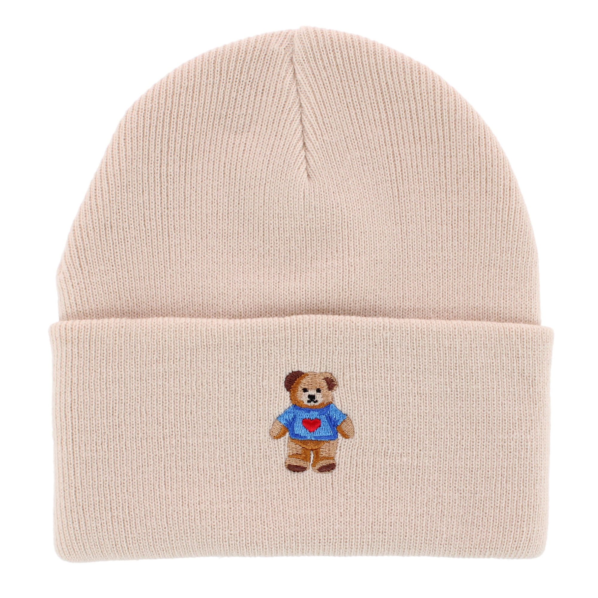 David & Young Women's Teddy Bear Embroidery Knit Winter Beanie Hat