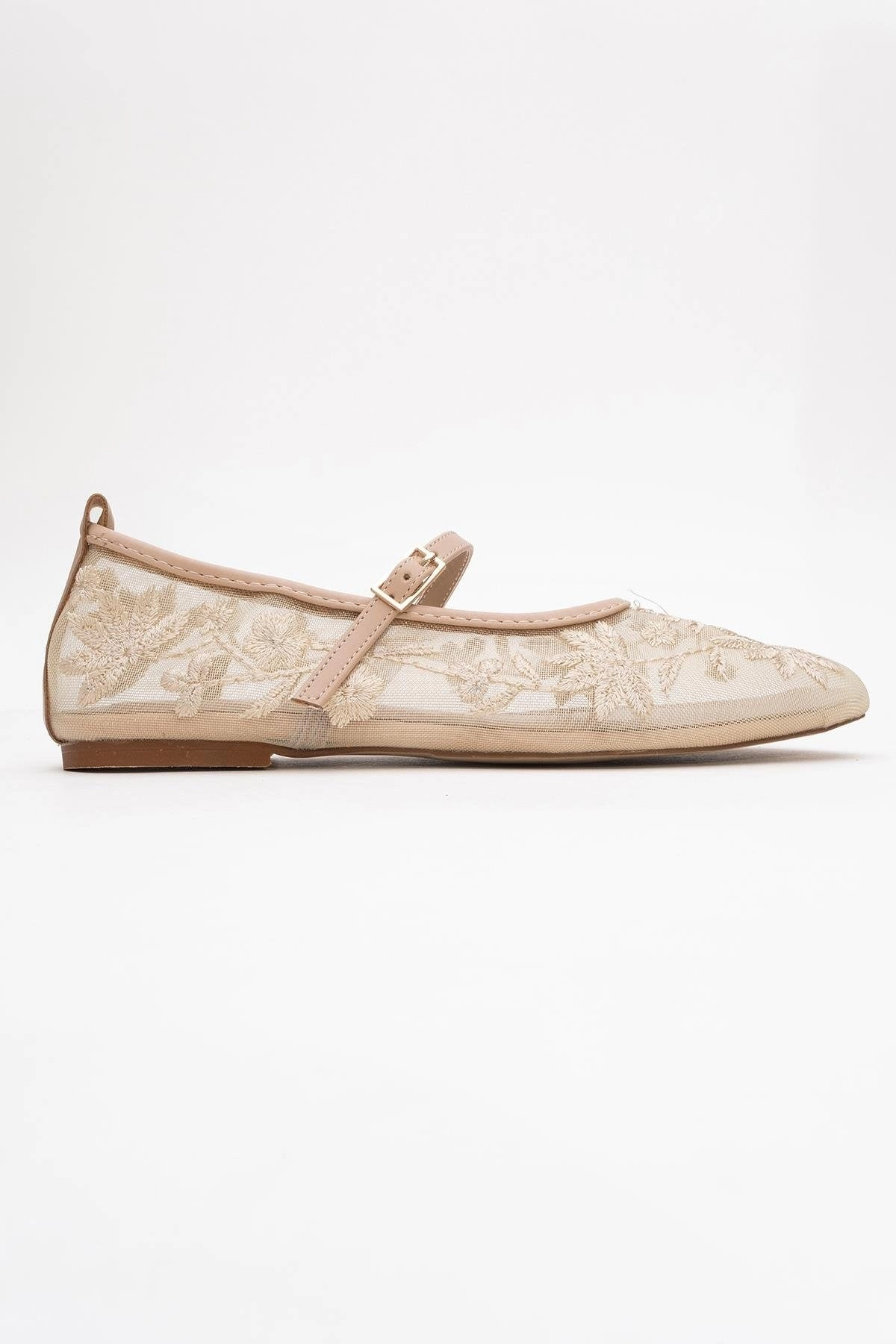 Prologue Shoes Womens Juny Mesh Floral Embroidery Ballet Flat