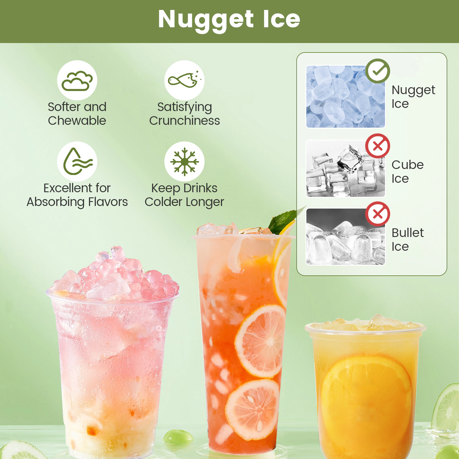 LJG Self Dispensing Nugget Ice Maker Countertop with Soft Chewable Pellet Ice Cubes
