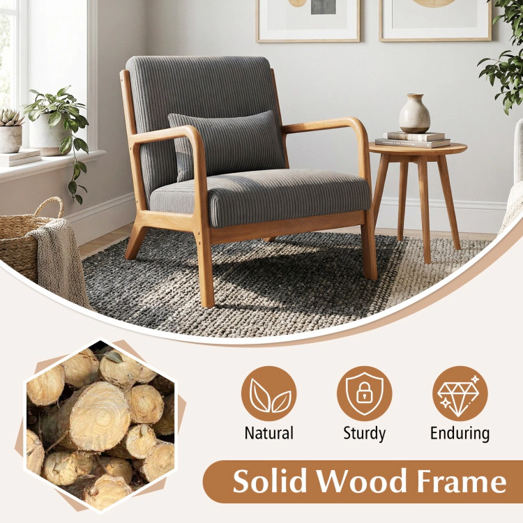 Hivvago Accent Chair Corduroy Upholstered Lounge With Lumbar Pillow