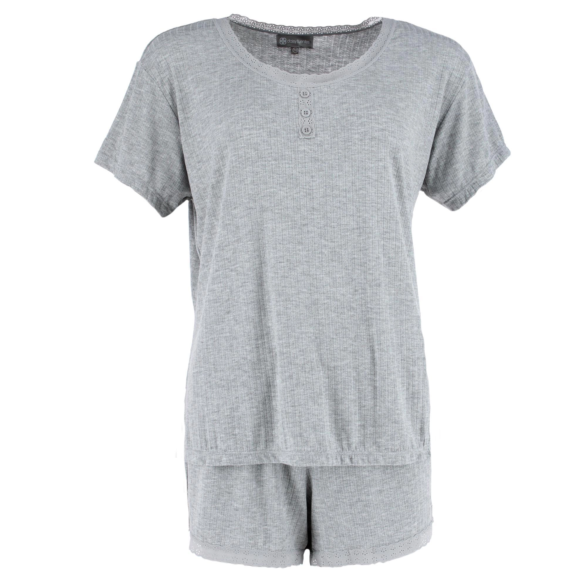 Daisy Fuentes Women's Plus Short Sleeve Pointelle Pajama Set