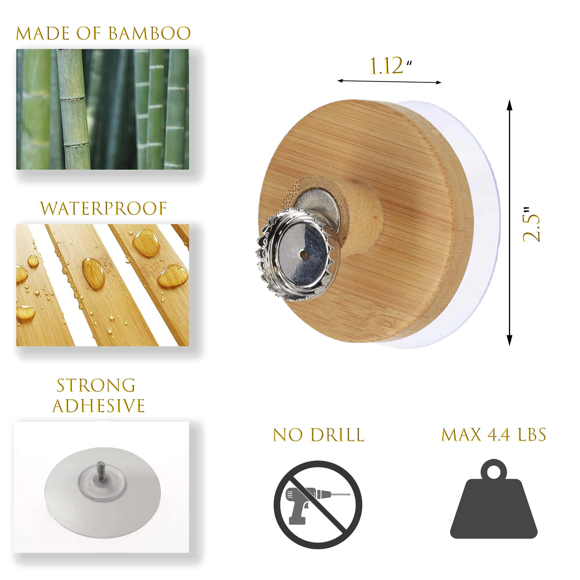 Evideco Bamboo Magnetic Wall-Mounted Soap Holder, Adhesive No-Drill Set