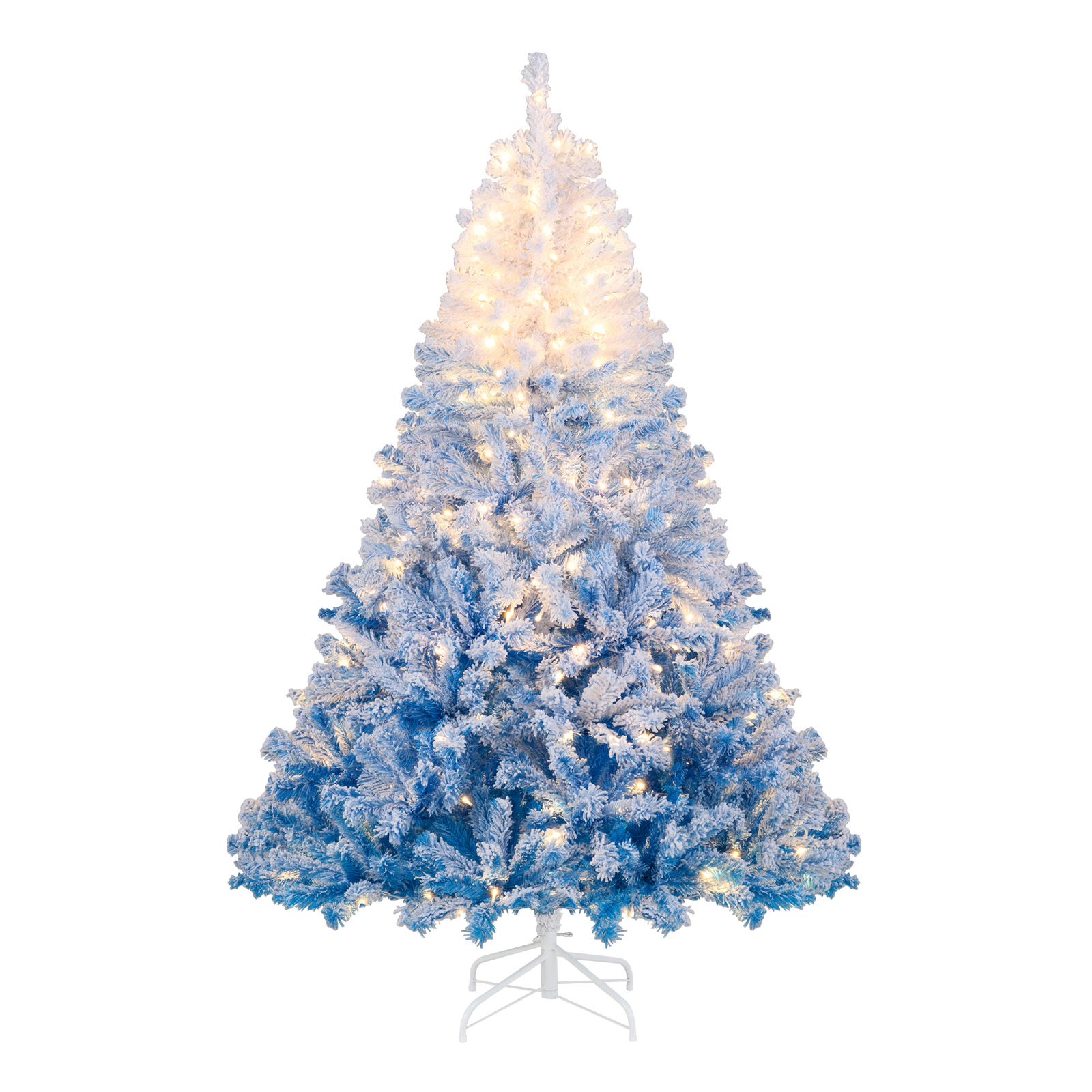 SlickBlue Artificial Snow Flocked Christmas Tree with 8 Light Modes