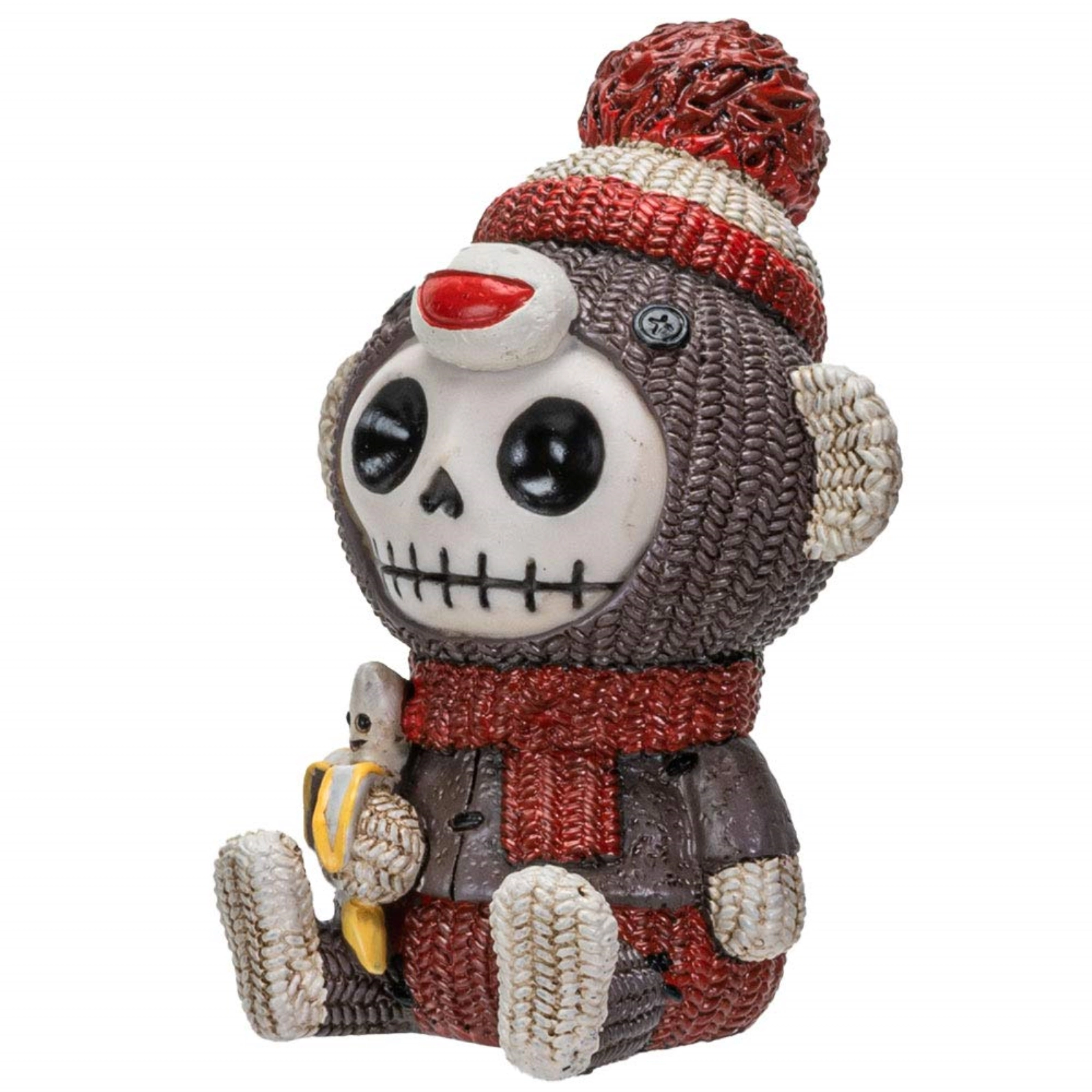 Pacific Giftware Furrybones Sock Munky Figurine Decorative Skeleton in Stuffed Toy Sock Monkey Costume 3 Inch Tall