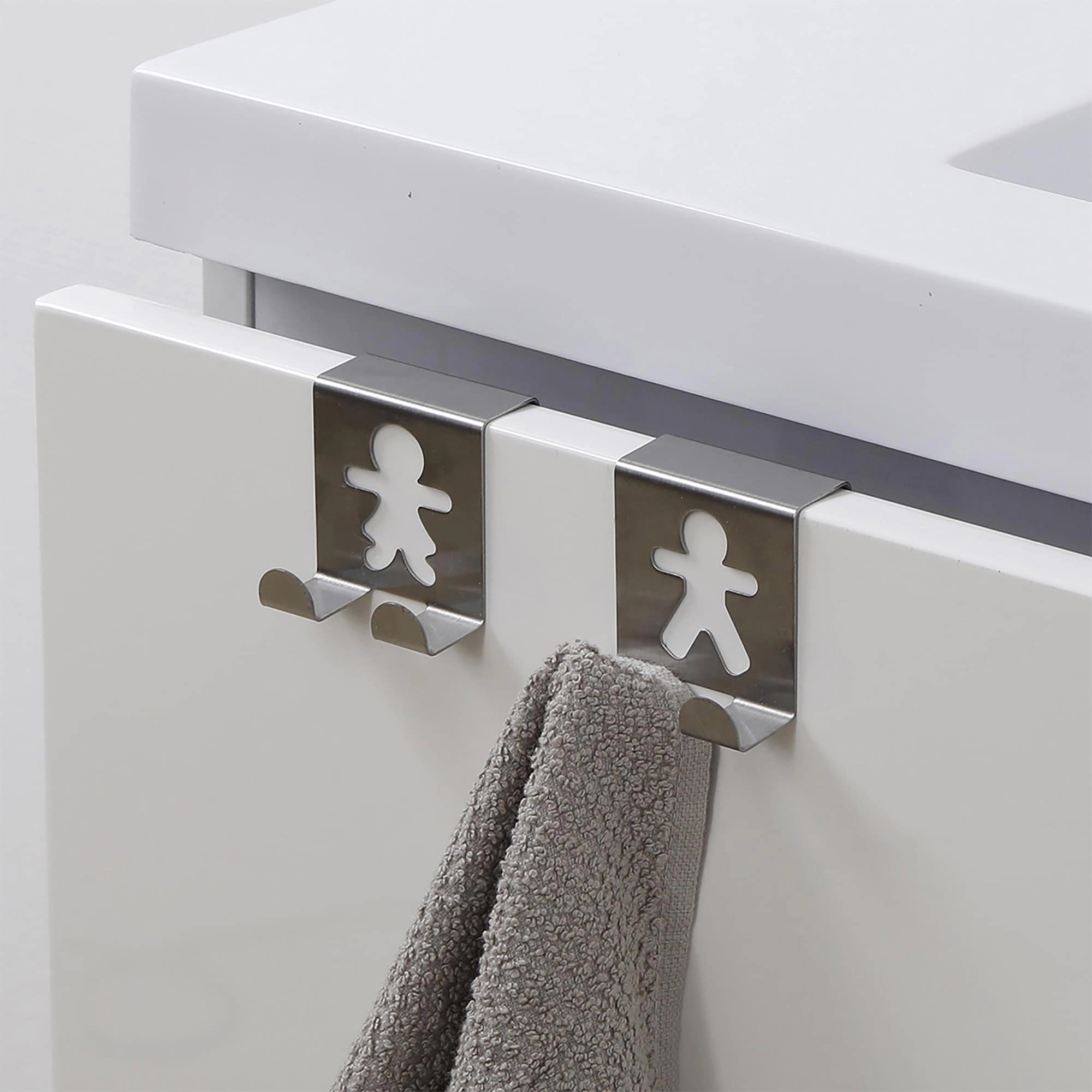 Evideco French Home Goods Set of 2 Over-the-Cabinet Towel Hooks - Metal Man and Woman Silhouettes, No-Drill Installation