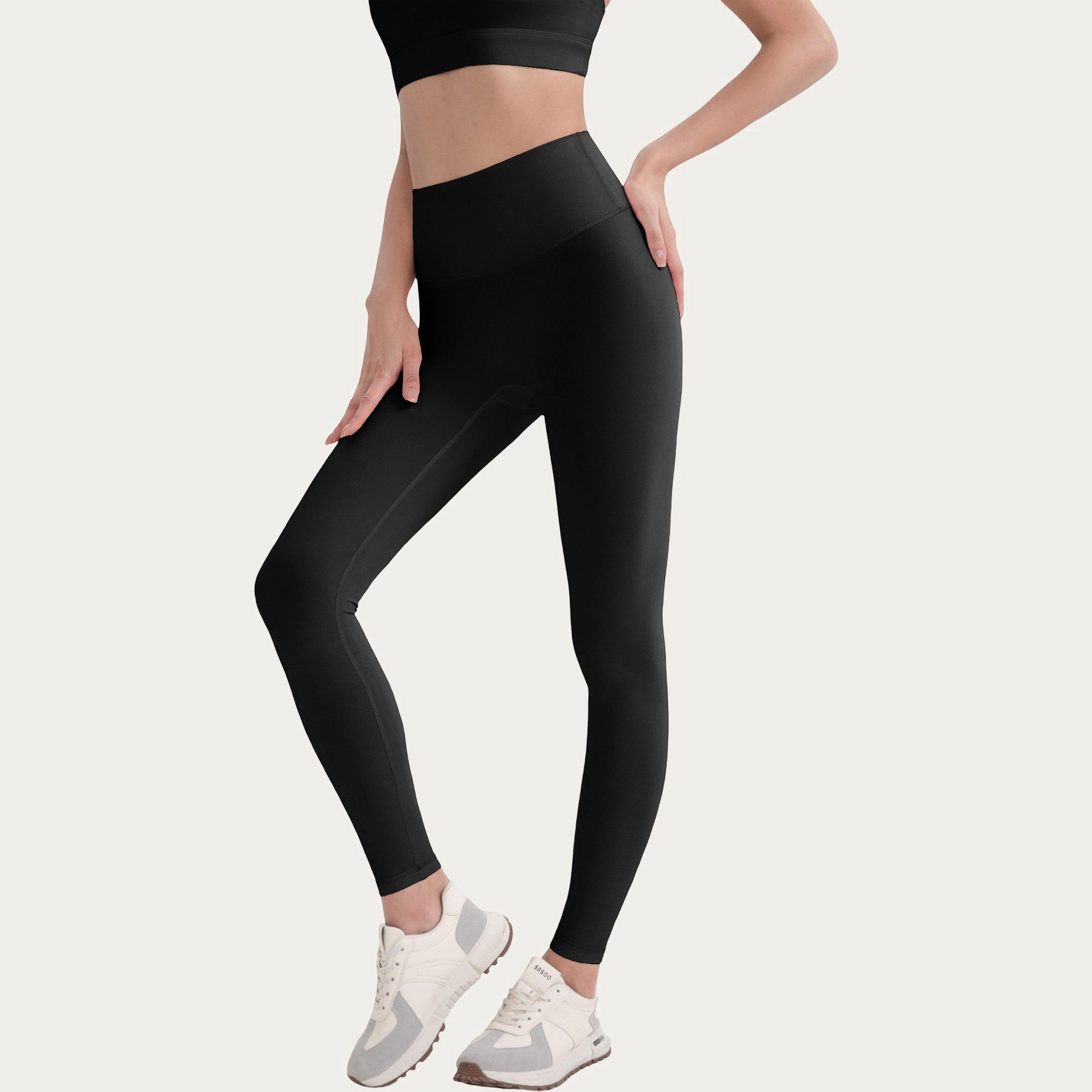 Anna-Kaci Active Women's High Waist Stretch Knit Leggings with Wide Waistband and Smooth Sculpting Fit