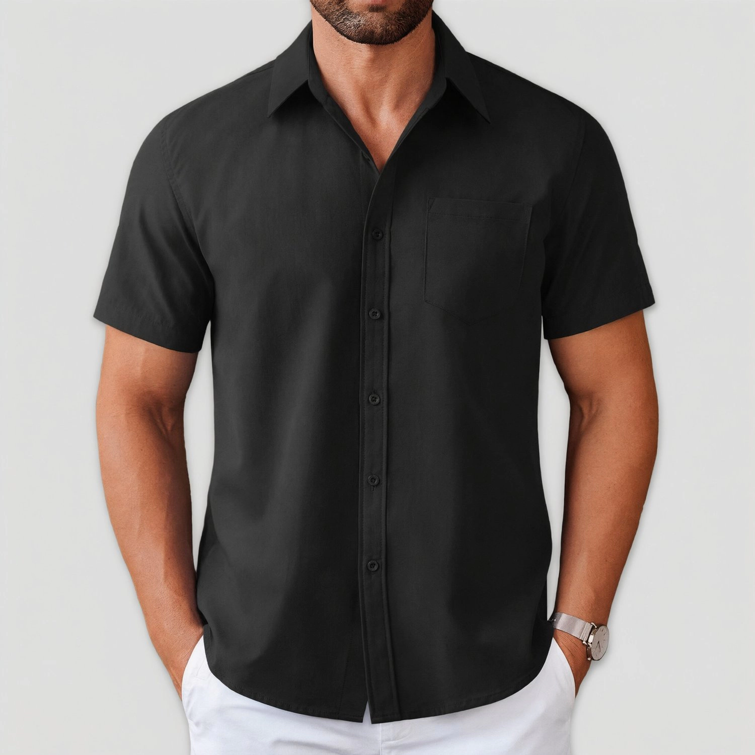 COOFANDY Mens Short Sleeve Button Down Shirts Casual Collared Shirt Chest Pocket