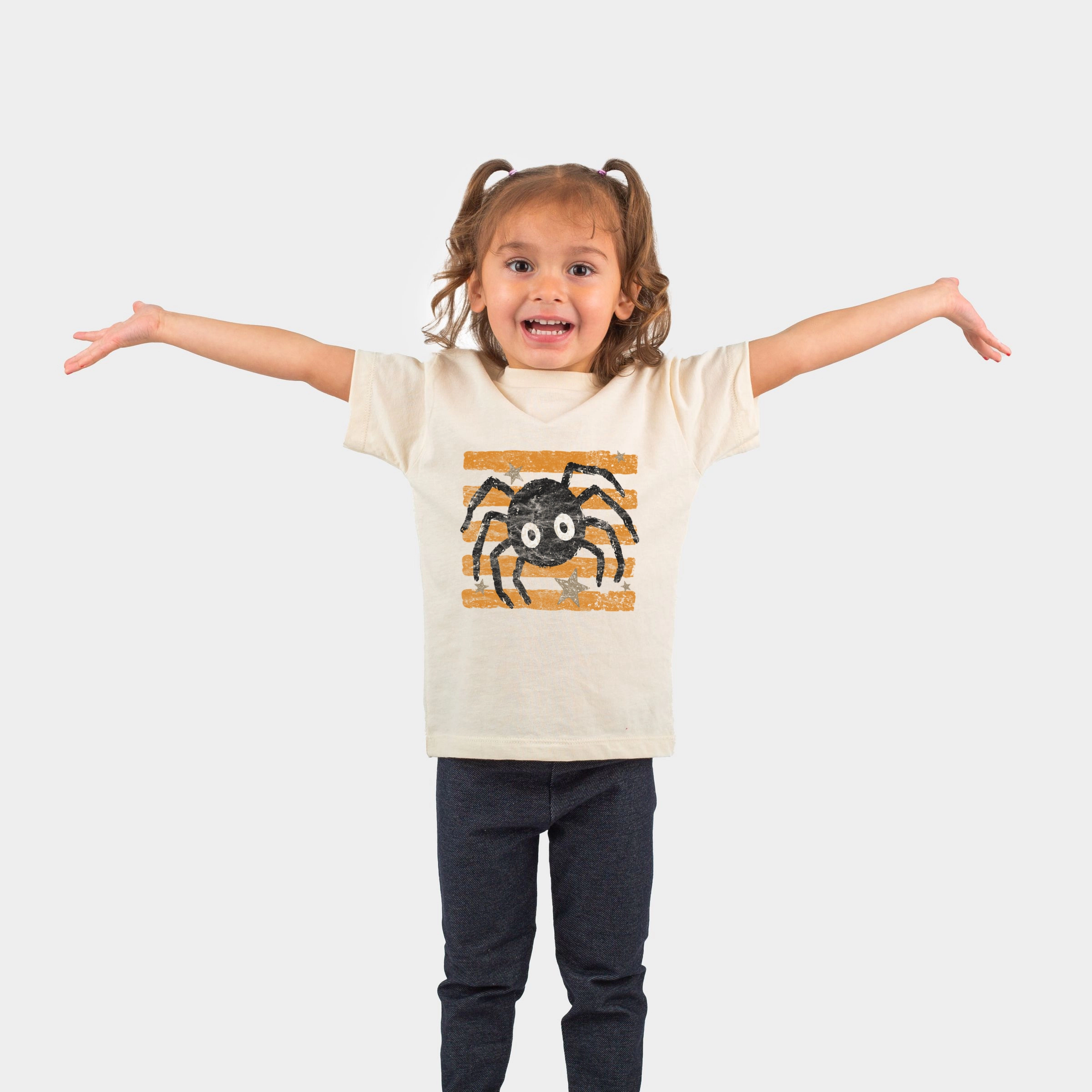 The Juniper Shop - Toddler Short Sleeve Graphic T-Shirt Spider Orange Stripes