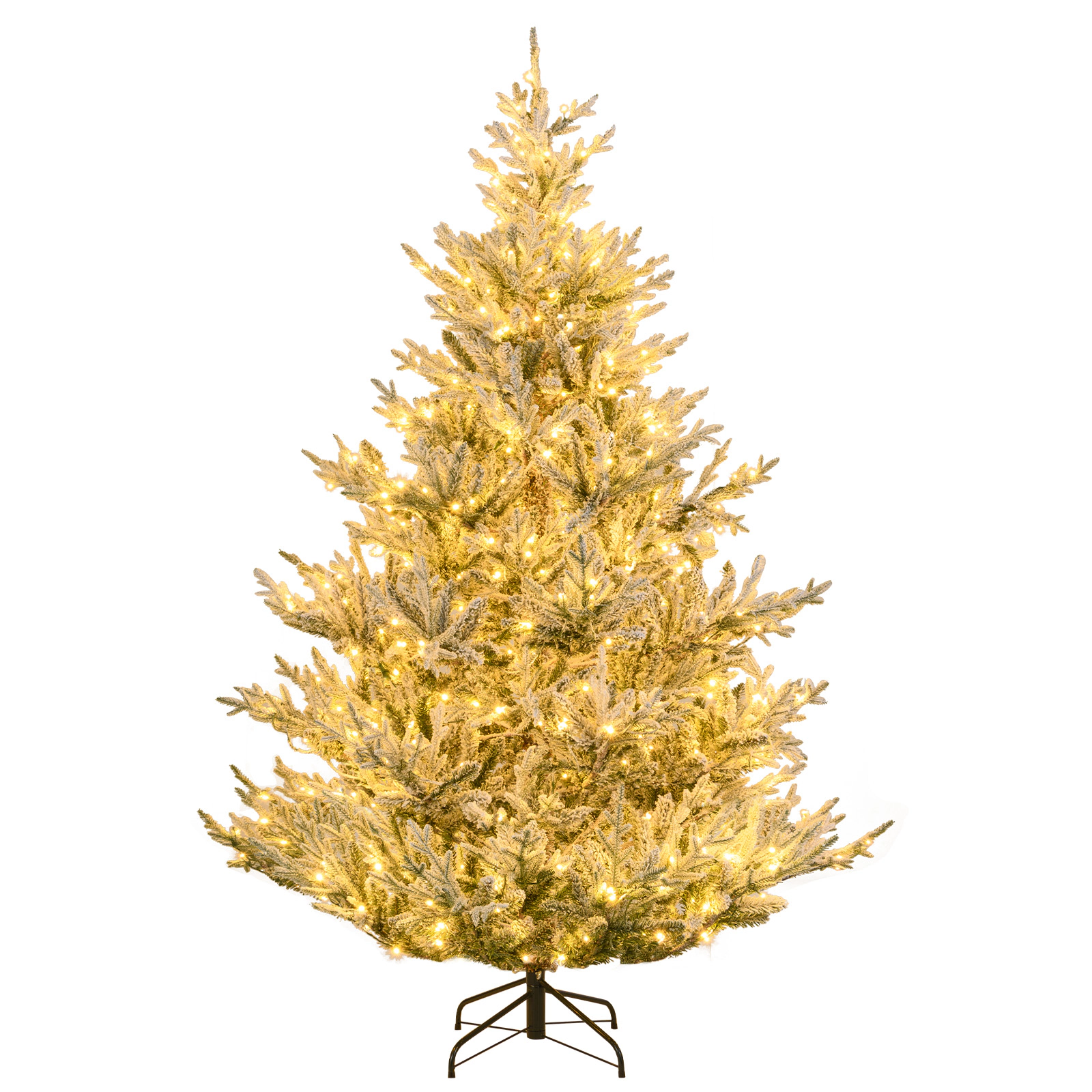 Costway 6/7/8 FT Artificial Christmas Tree with 762/1074/1470 Flocked Branch Tips