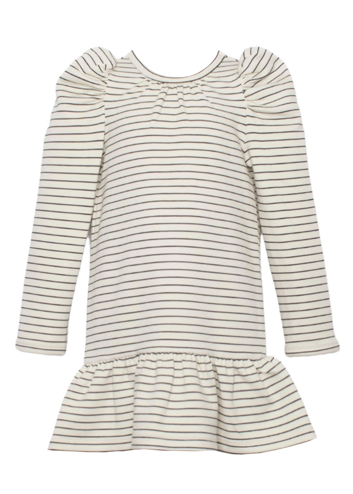 Mabel and Honey Cookies Cream Striped Drop-Waist Dress