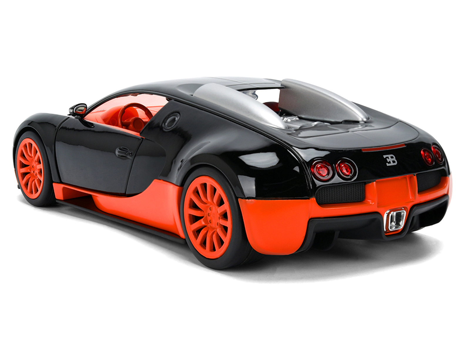 Jada 2011 Bugatti Veyron Black with Orange Accents and Orange Interior "Hyper-Spec" Series 1/24 Diecast Model