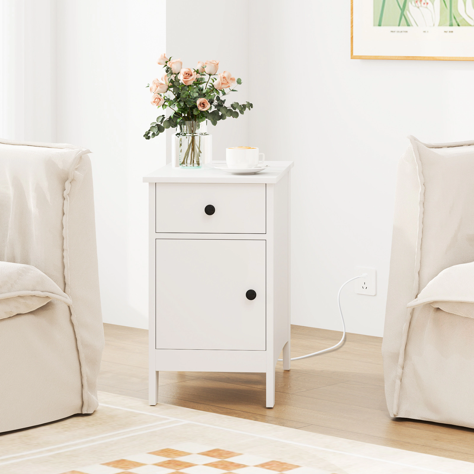 SlickBlue Flip Top Nightstand with Charging Station