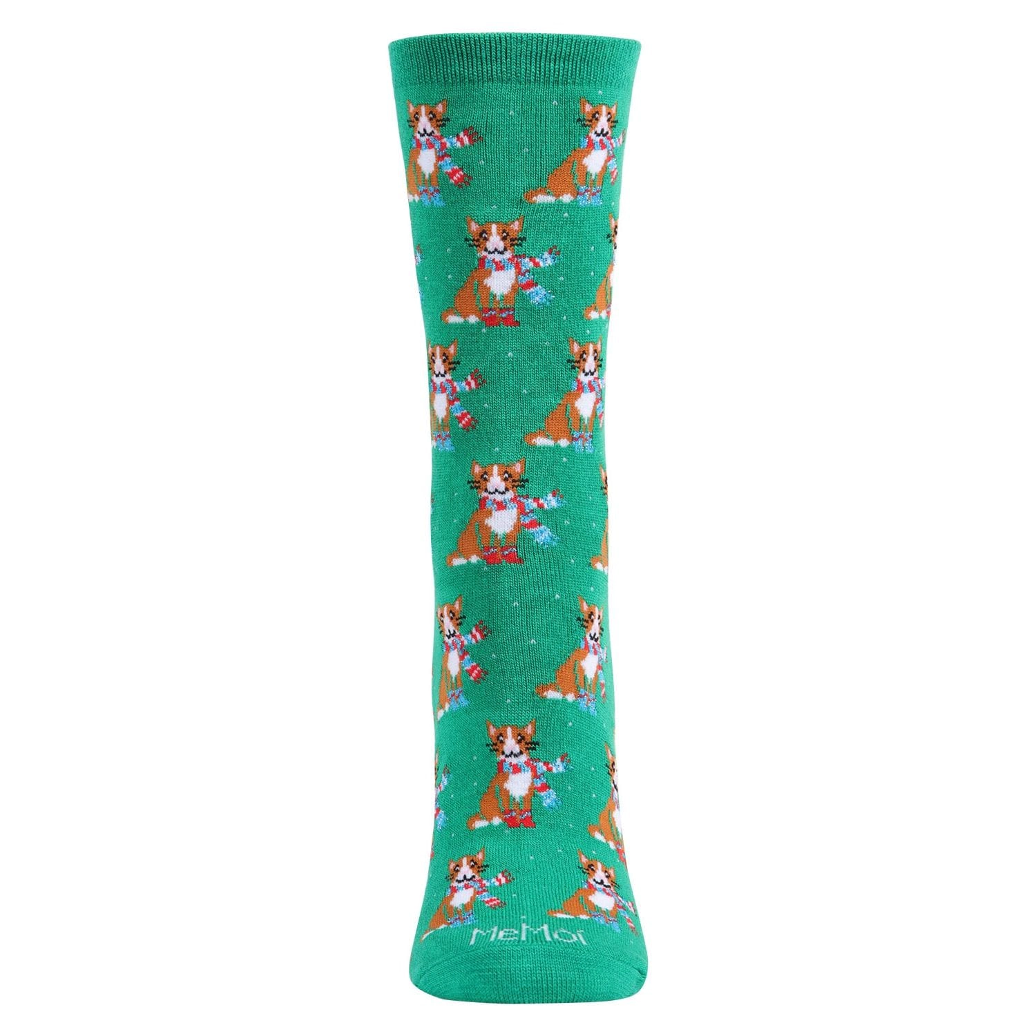 MeMoi Women's Cozy Cat Holiday Crew Socks