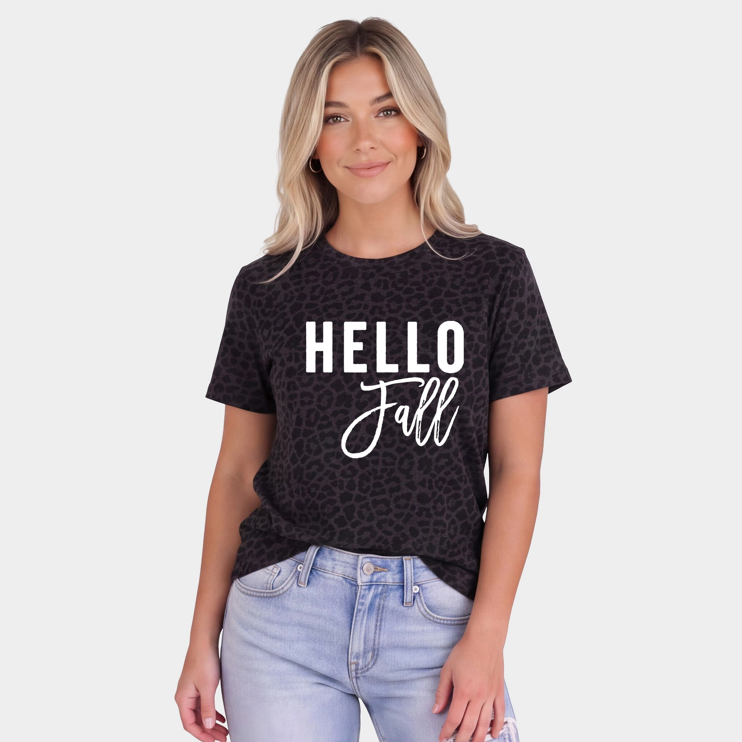 Simply Sage Market - Women's Leopard Print Tee Hello Fall