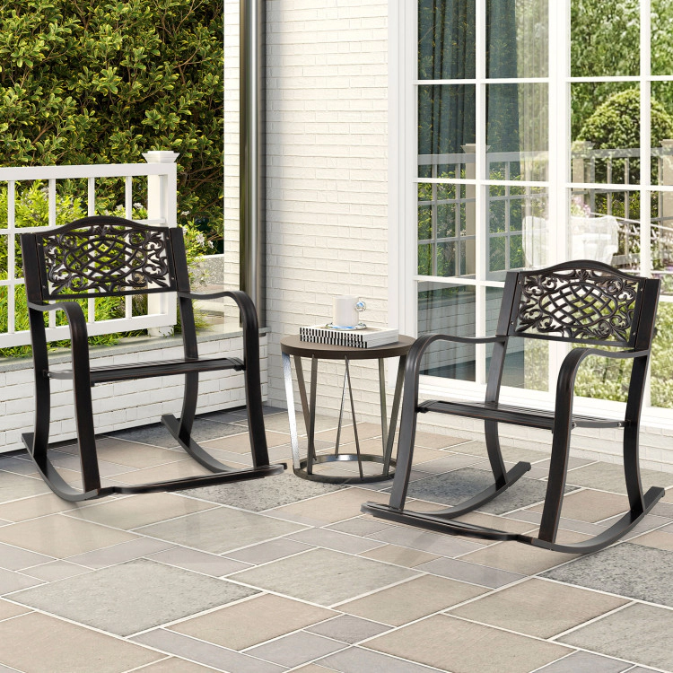 Hivvago Patio Rocking Chair With Footrest And Curved Armrests