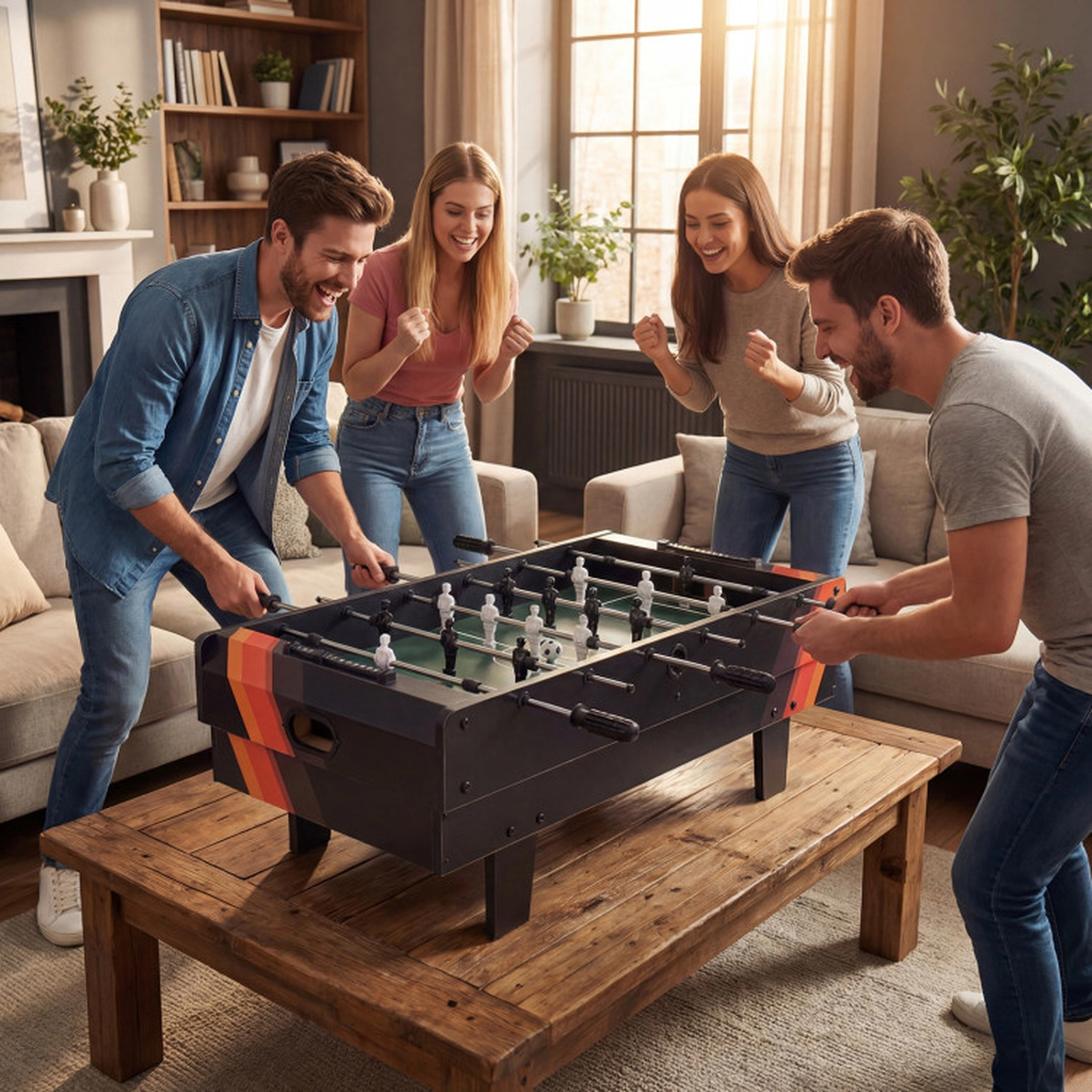 SUGIFT 4-in-1 32-in Tabletop Combo Game Table Set with Foosball Billiards Table Tennis and Hockey