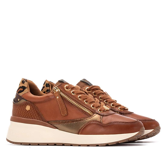 Women's Leather Wedge Lace-Up Sneakers Carmela Collection By XTI