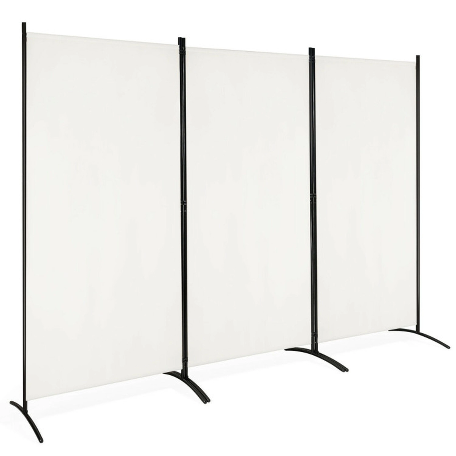 SUGIFT 3-Panel Freestanding Polyester Screen Folding Room Divider 8.5-ft x 6-ft Open 72-in Tall 13.5-lb White