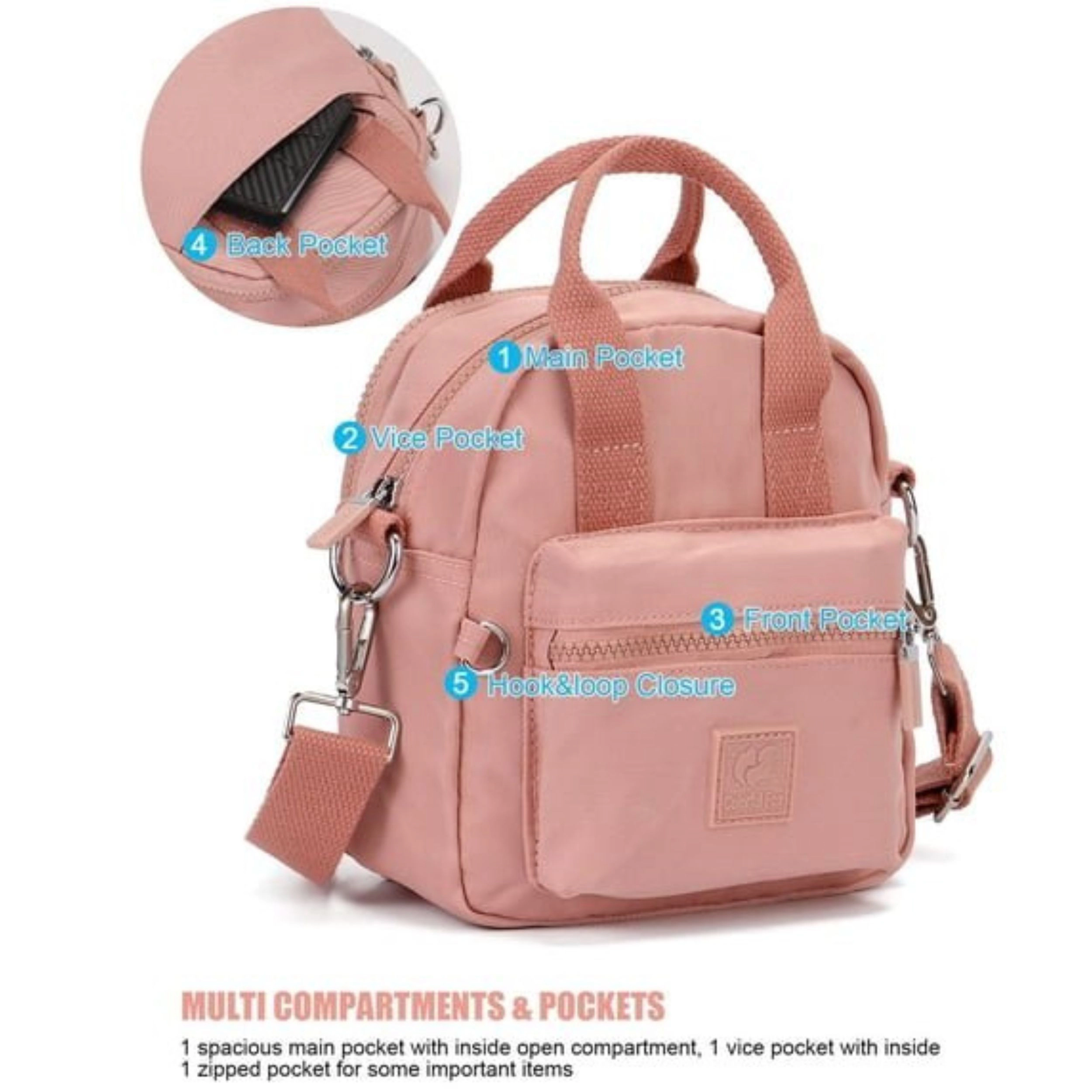 Home Collection Women’s Waterproof Nylon Crossbody Handbag with Multi Pockets