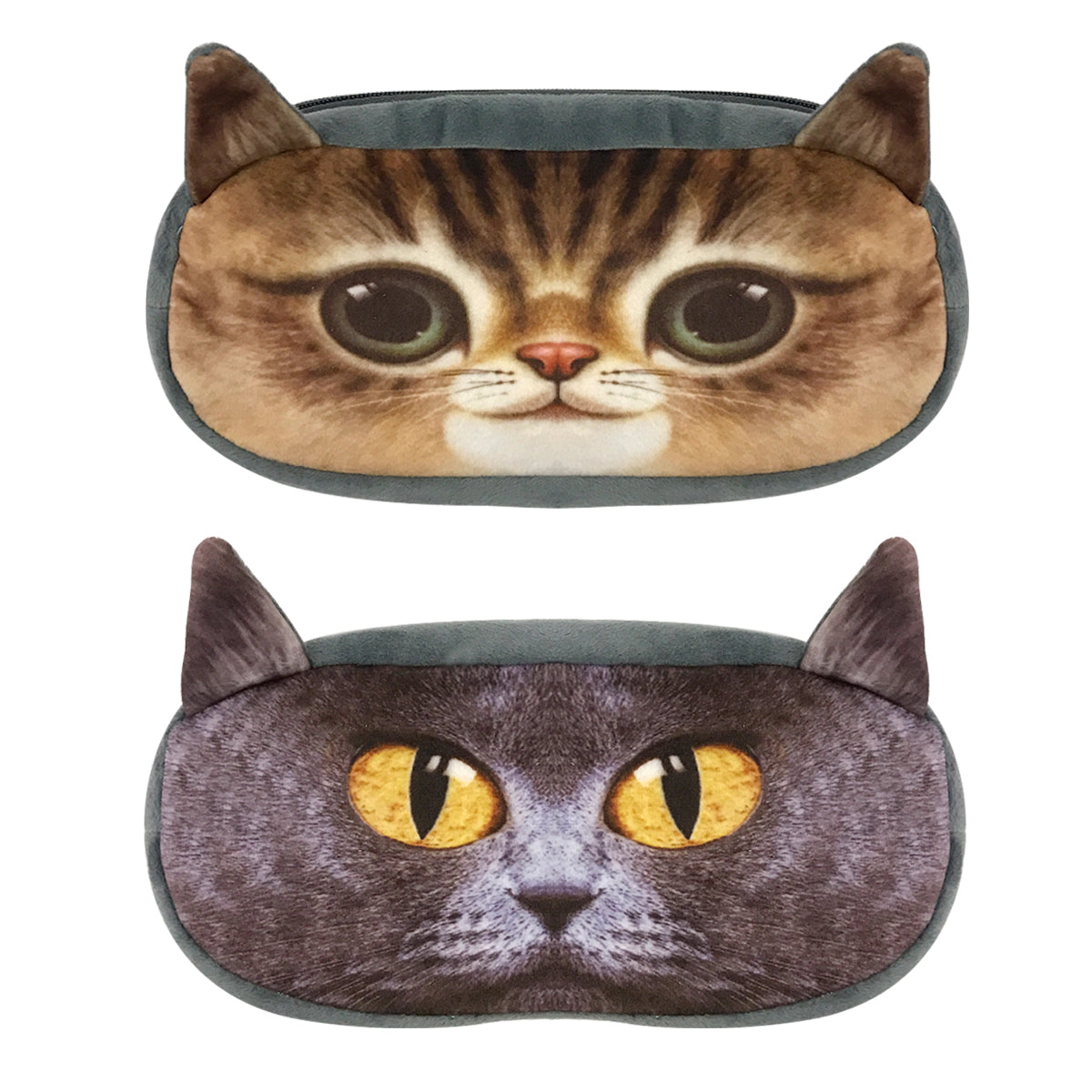 Wrapables 3D Animal Cats & Dogs Pencil Pouch, Tiger Stripe, Gray