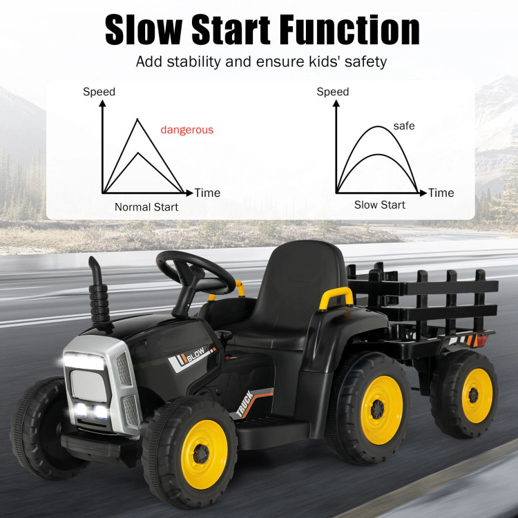 Hivvago 12V Ride on Tractor with 3-Gear-Shift Ground Loader for Kids 3+ Years Old