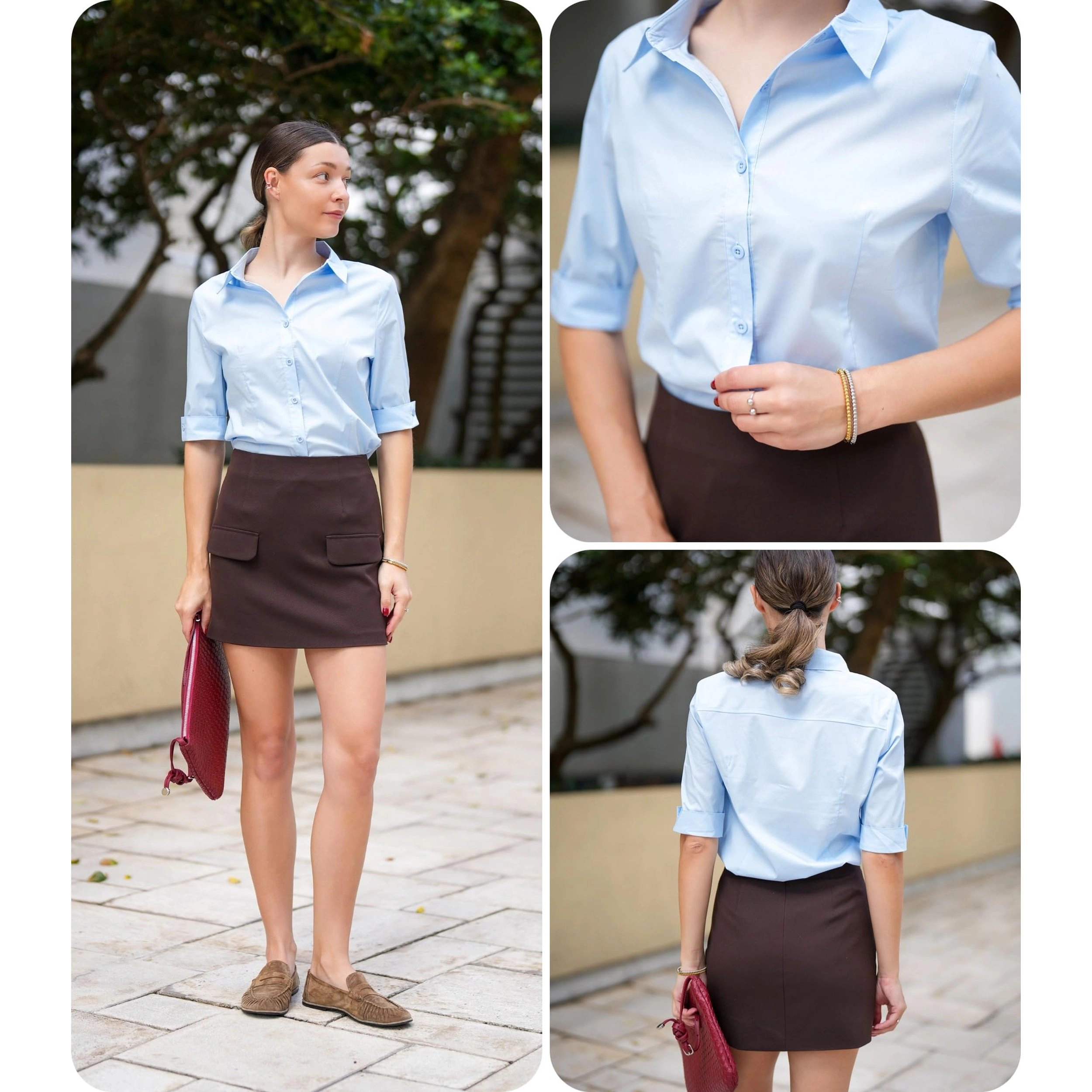 Zeagoo Button Up Shirt Women  Collared Shirts Fitted Buttoned Down Blouse Fitted Tops
