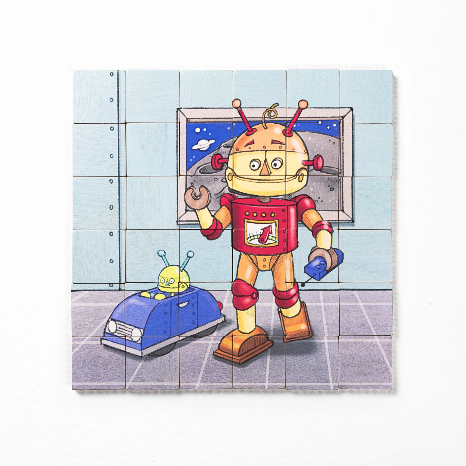 Magnetic Wooden Robot Puzzle with Organic Cotton Travel Bag - 36 Pieces - Maple Wood - Made in Canada