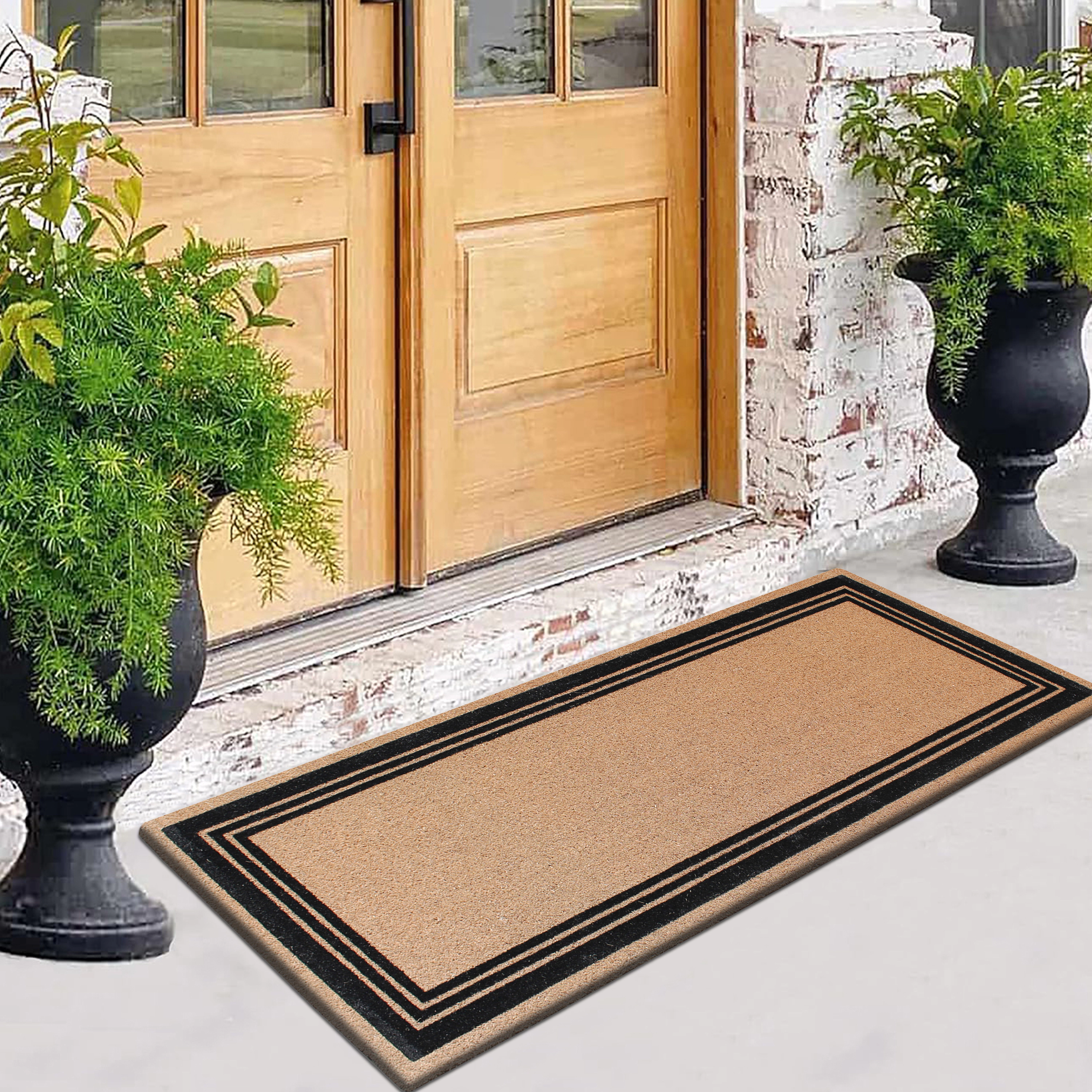 A1 Home Collections Natural Coir Flocked Doormat Anti-Shed Heavy Duty Outdoor Front Door Mat 24 x 57 In
