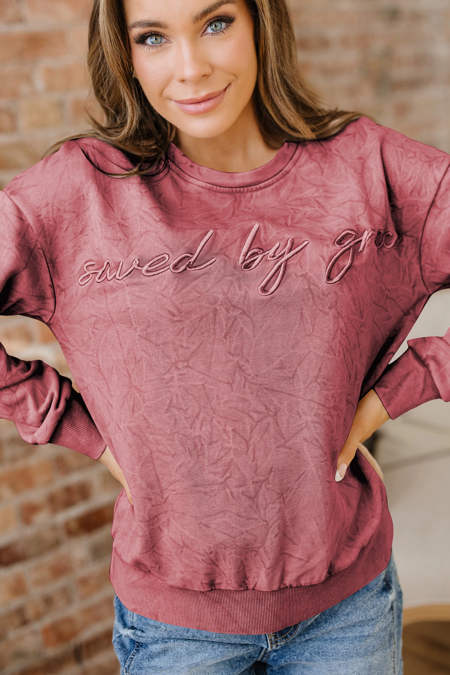 Threaded Pear Women's Kaia Mineral Wash Loose Sweatshirt