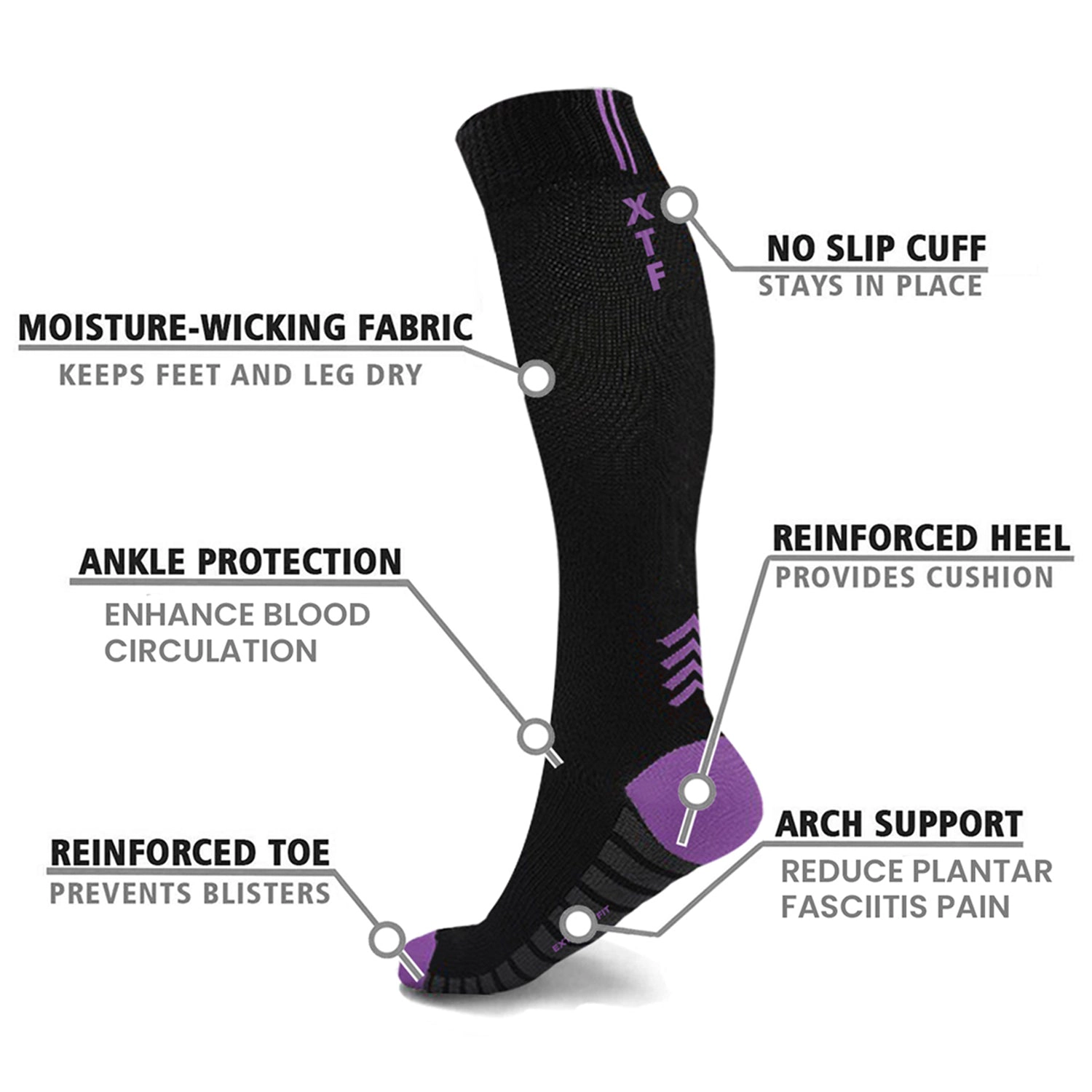 Extreme Fit Compression Socks High Energy For Men And Women Knee High - 6 Pair
