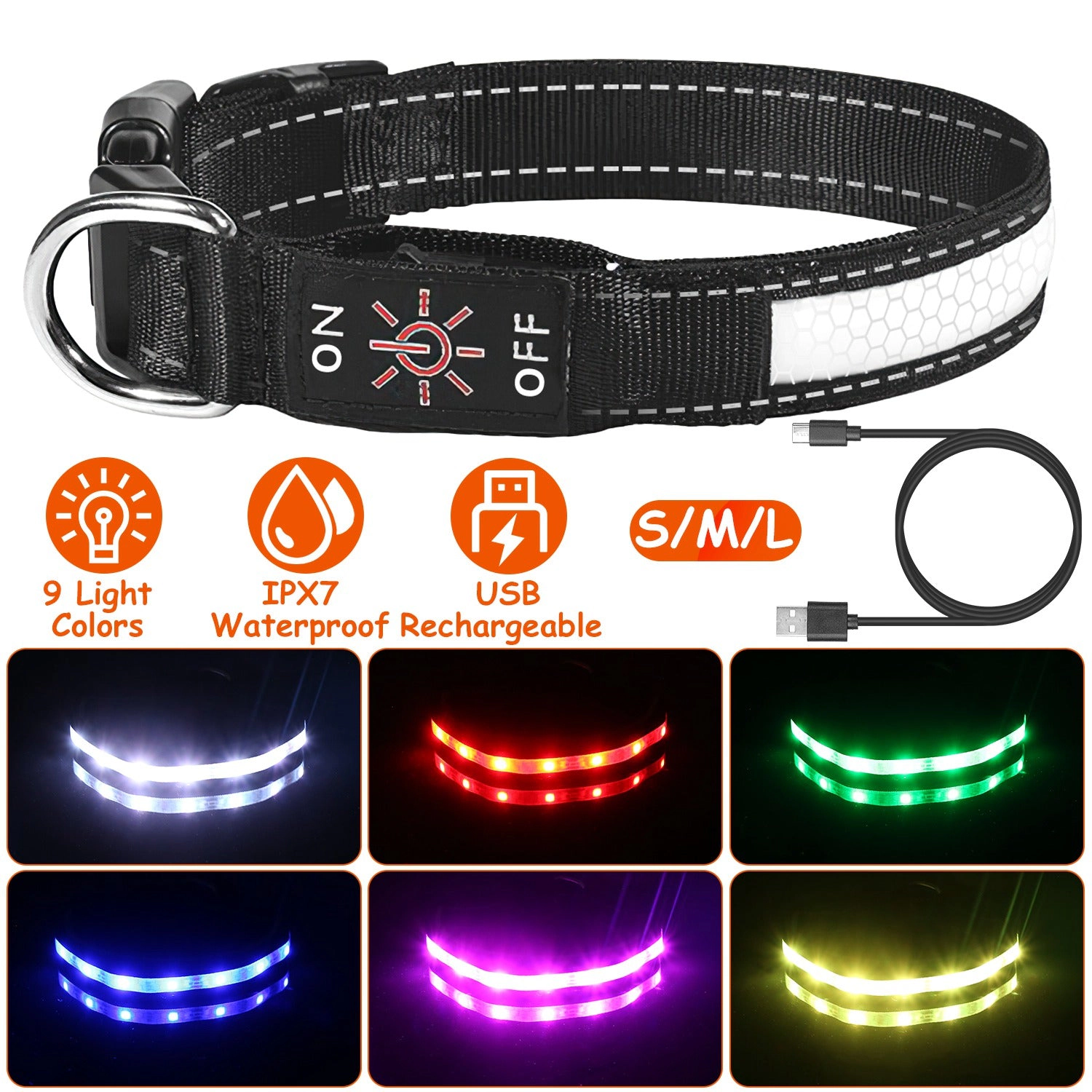 GBruno LED Rechargeable Dog Collar